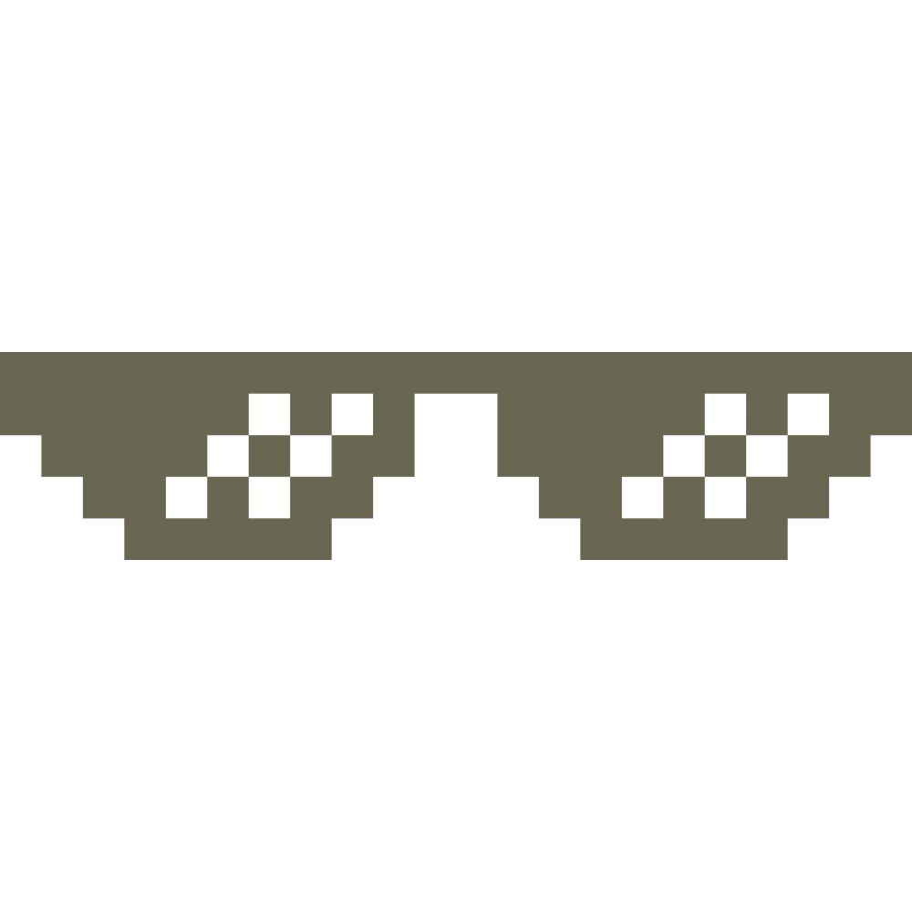 Pixelated sunglasses icon in a blocky 8-bit style, designed for a Delrin leather stamp.