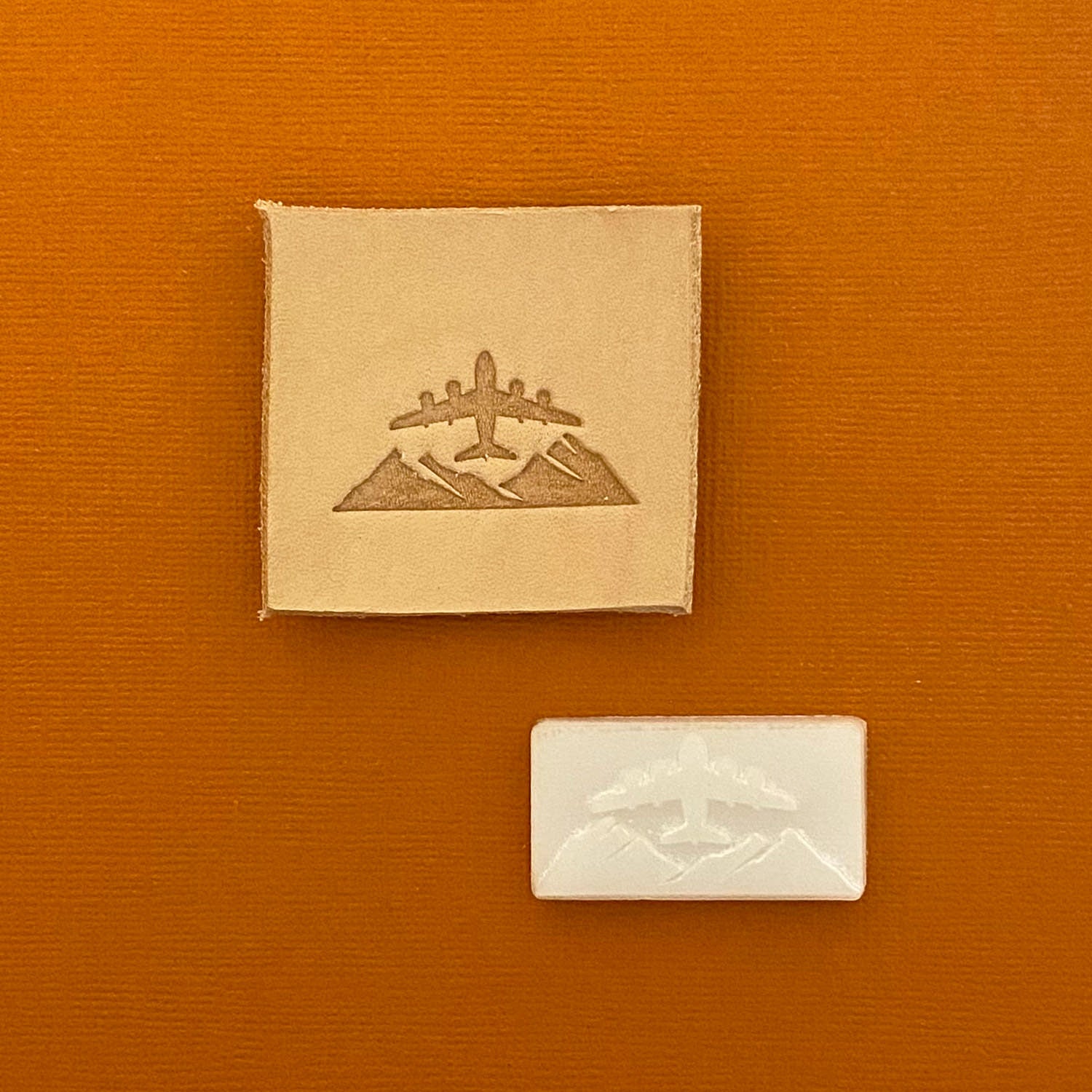 Airplane over Mountain Delrin Leather Stamp