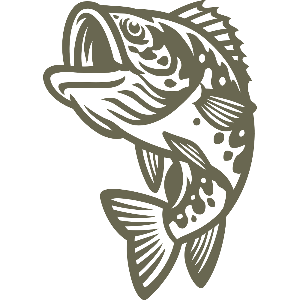 Delrin leather stamp with a jumping bass design, perfect for fishing-themed leatherworking projects.