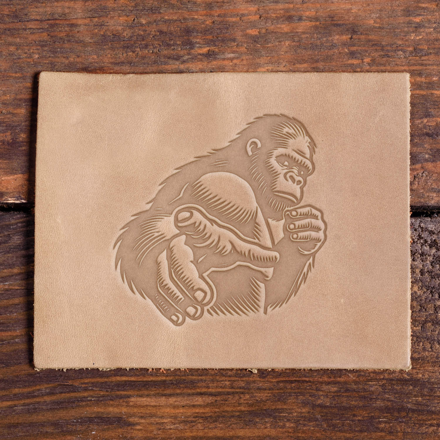 Gorilla Pointing Delrin Leather Stamp
