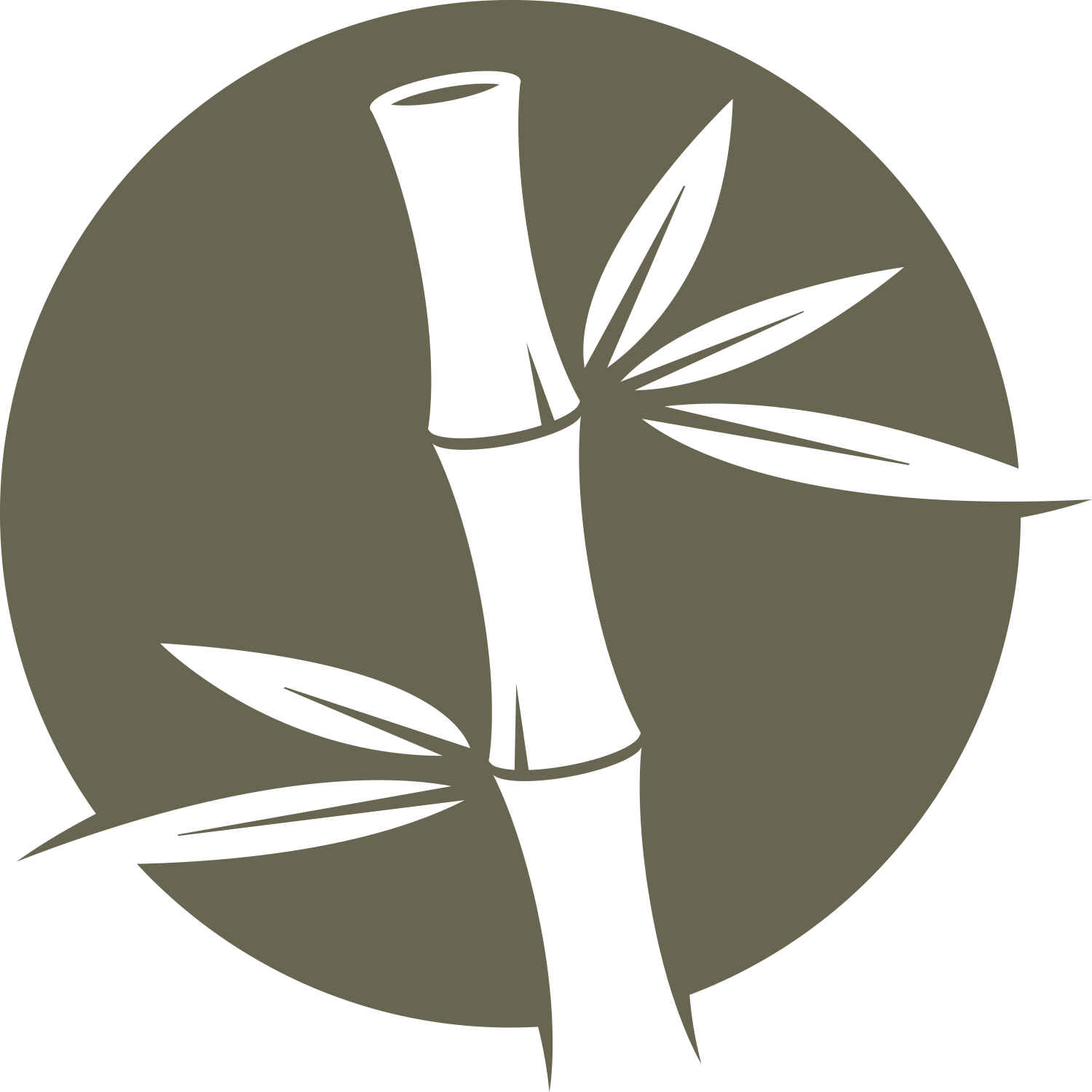 Stylized bamboo stalk with pointed leaves framed in a circle—cut from a Delrin leather stamp for elegant nature-inspired leather projects.