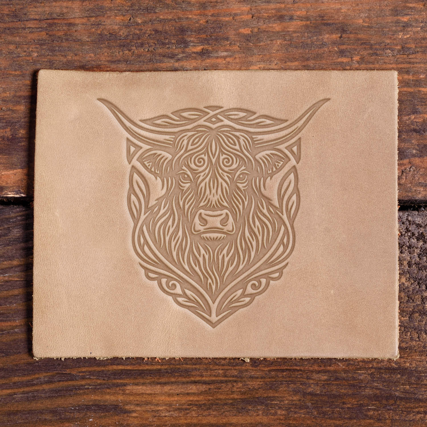Highland Cow Head Emblem Delrin Leather Stamp