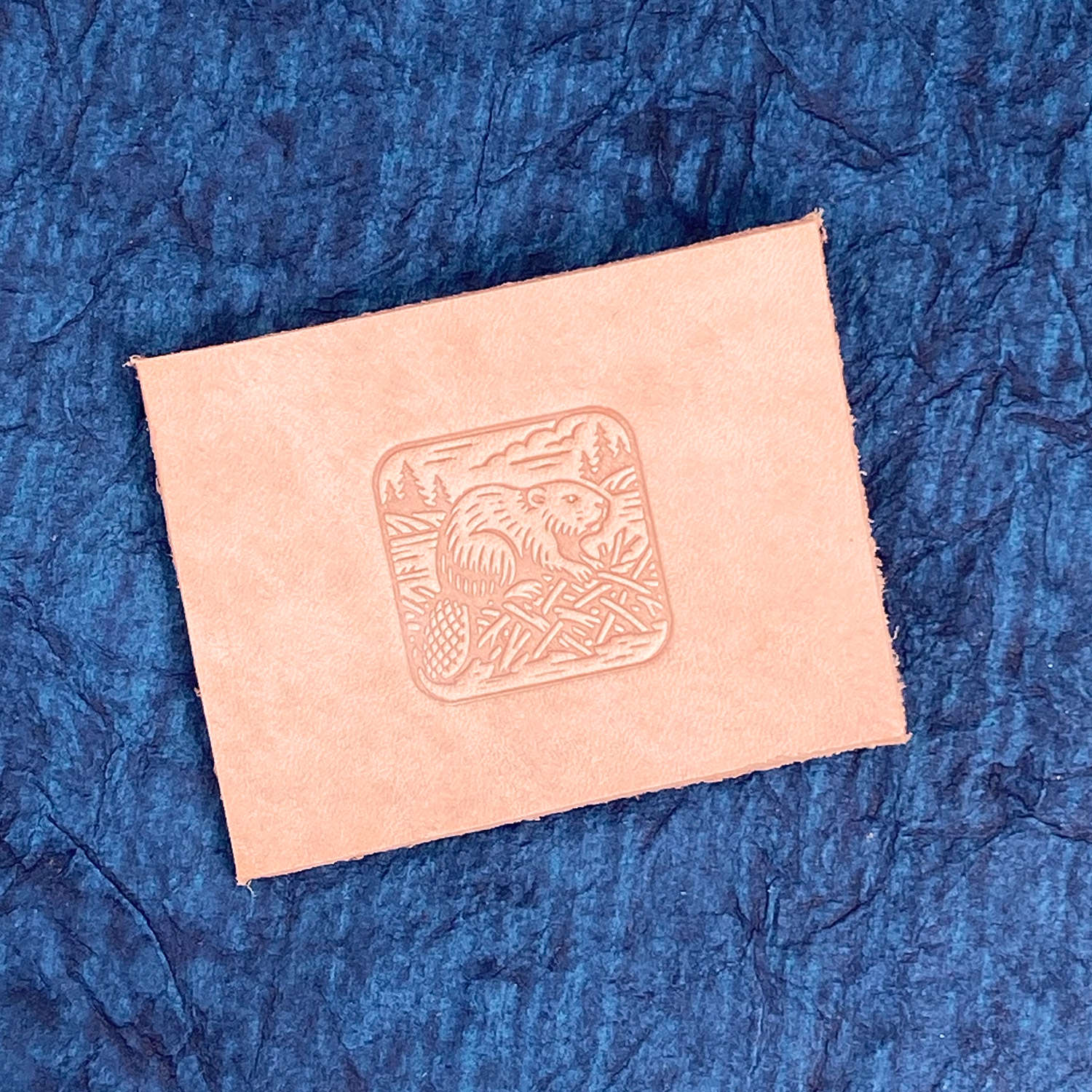 Beaver in Dam Delrin Leather Stamp