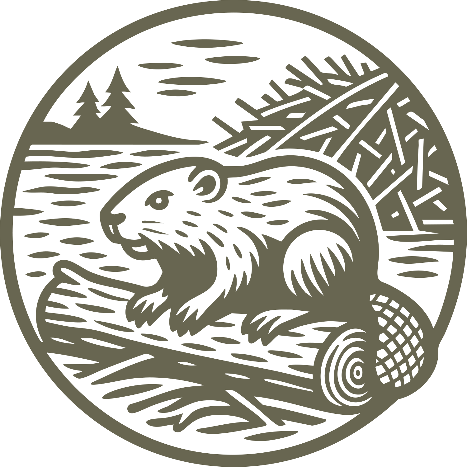 Beaver on a Log Delrin Leather Stamp