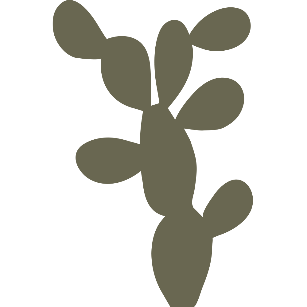 Silhouette illustration of a prickly pear cactus with rounded pads, designed for use as a Delrin leather stamp.