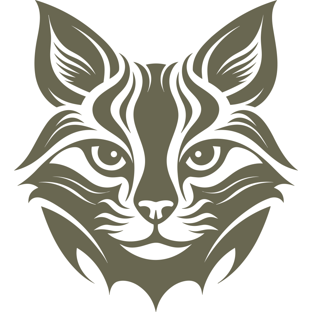 Detailed lynx face design with bold lines and sharp features, capturing the wild and majestic essence of this feline.