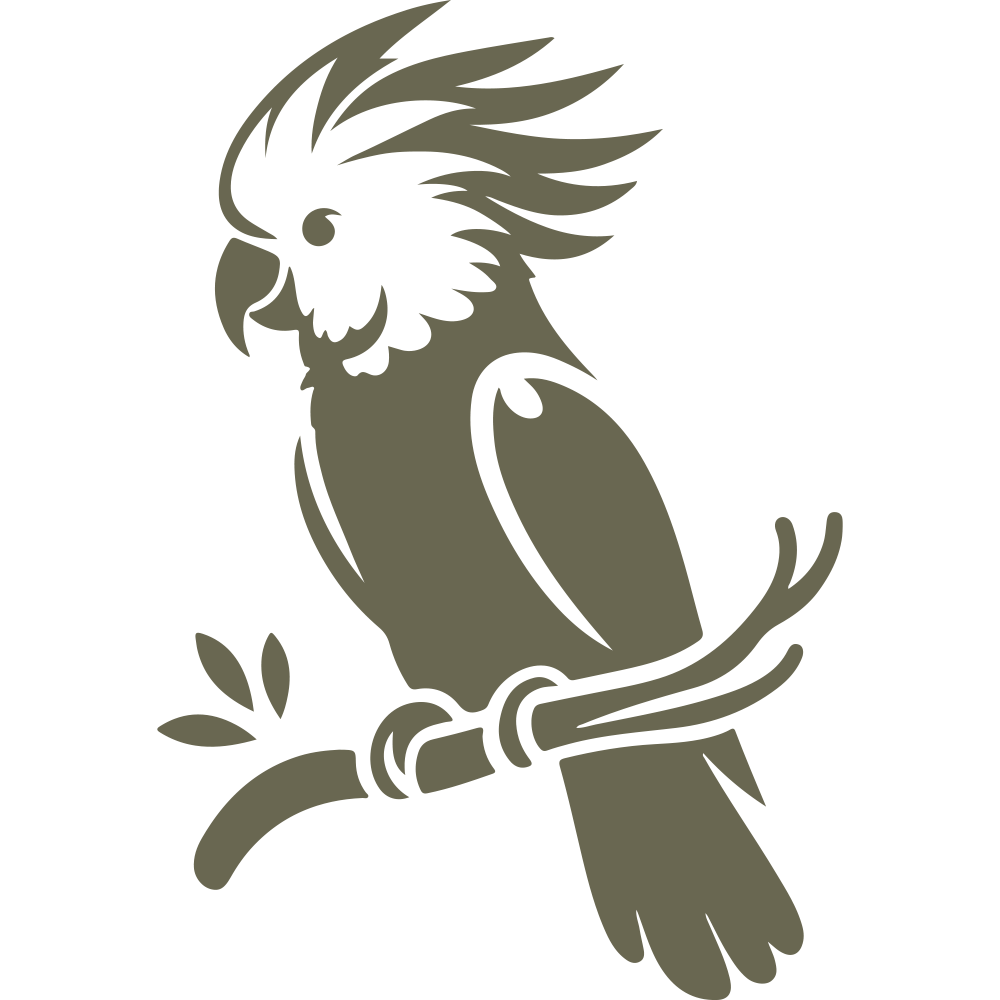 Delrin leather stamp with a detailed cockatoo design, perfect for bird-themed leatherworking projects.