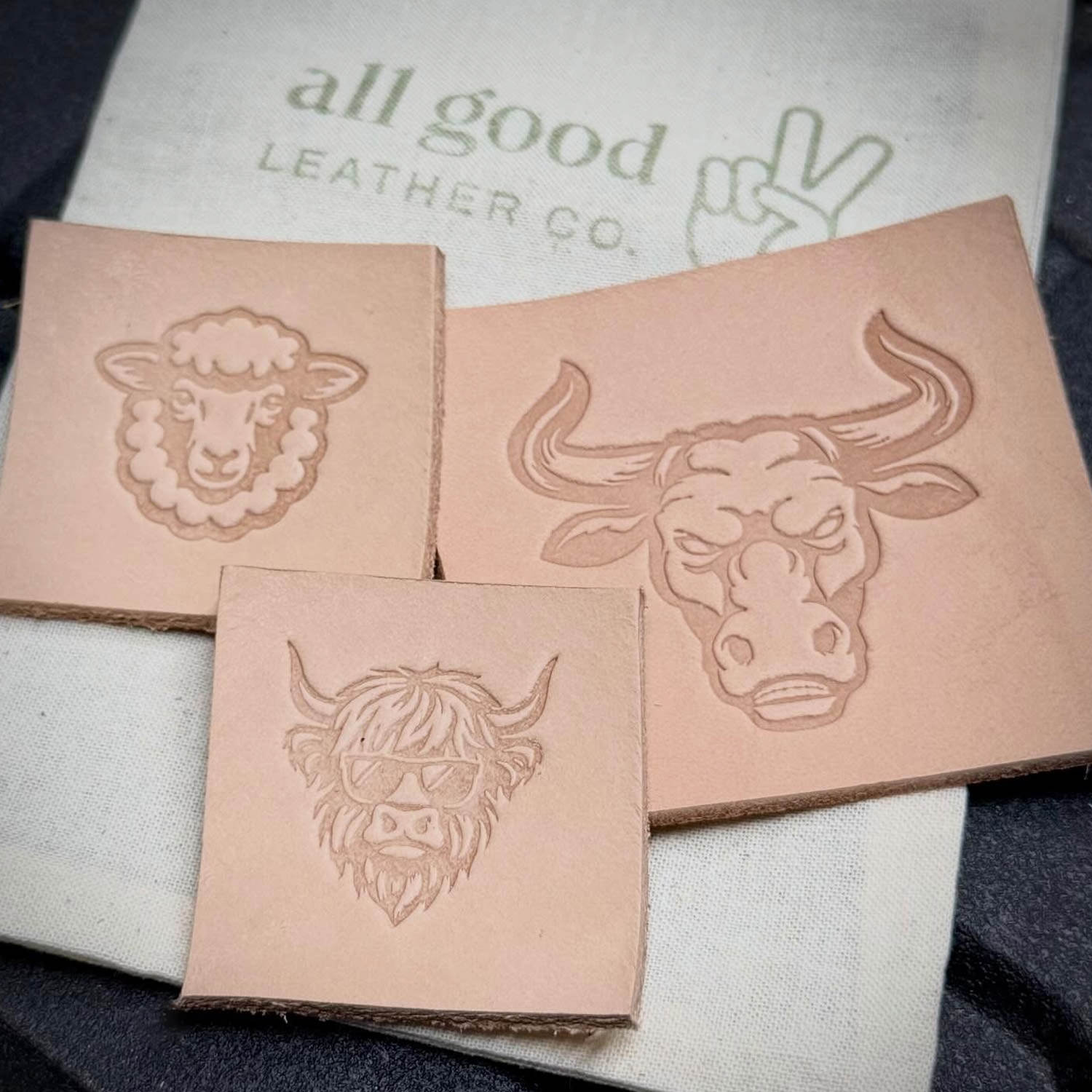 Highland Cow With Sunglasses Delrin Leather Stamp