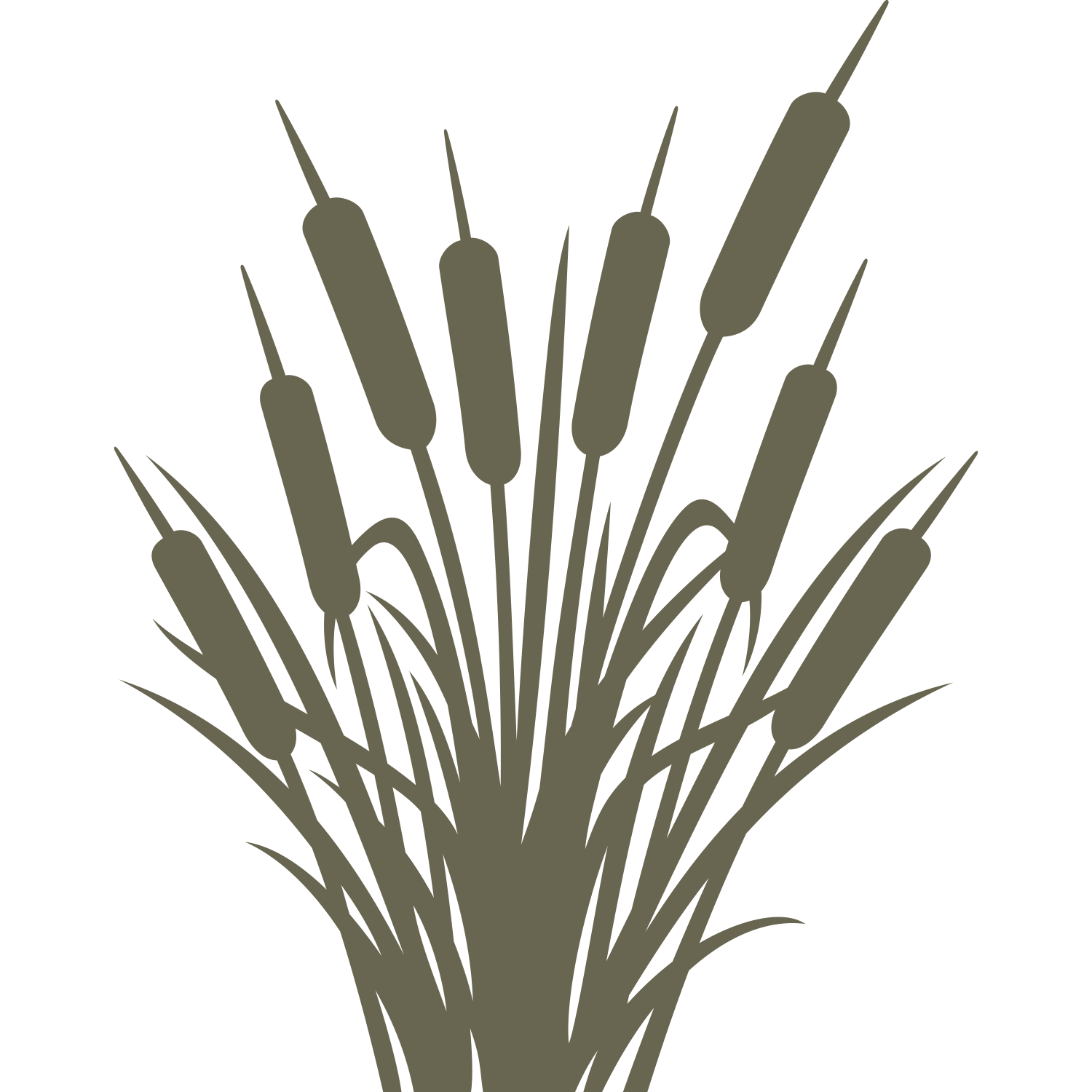 Delrin leather stamp featuring a bundle of tall cattails with long stems and slender leaves—ideal for adding rustic, wetland-inspired details to journals, wallets, or nature-themed leather pieces.