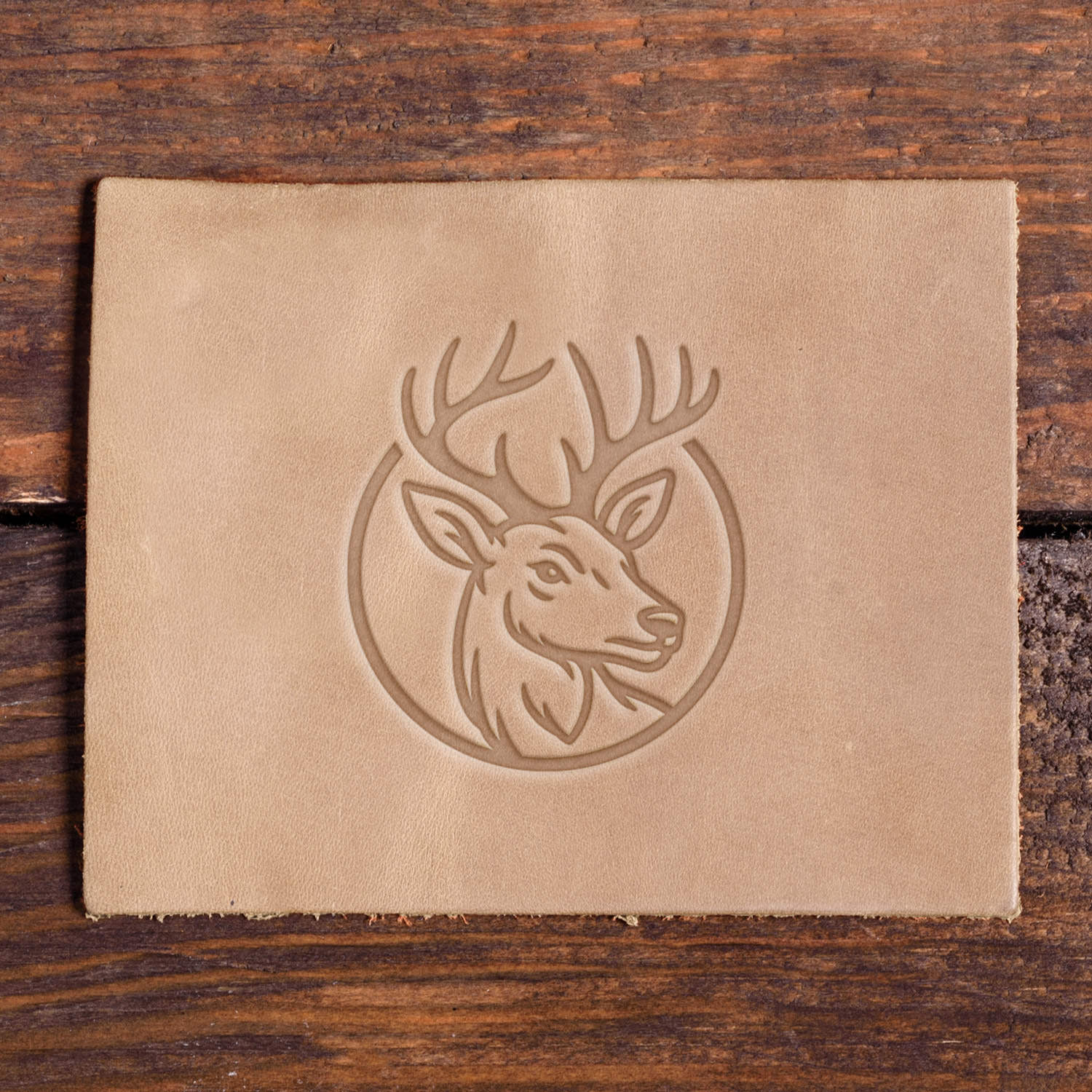 Deer Head in Circle Delrin Leather Stamp