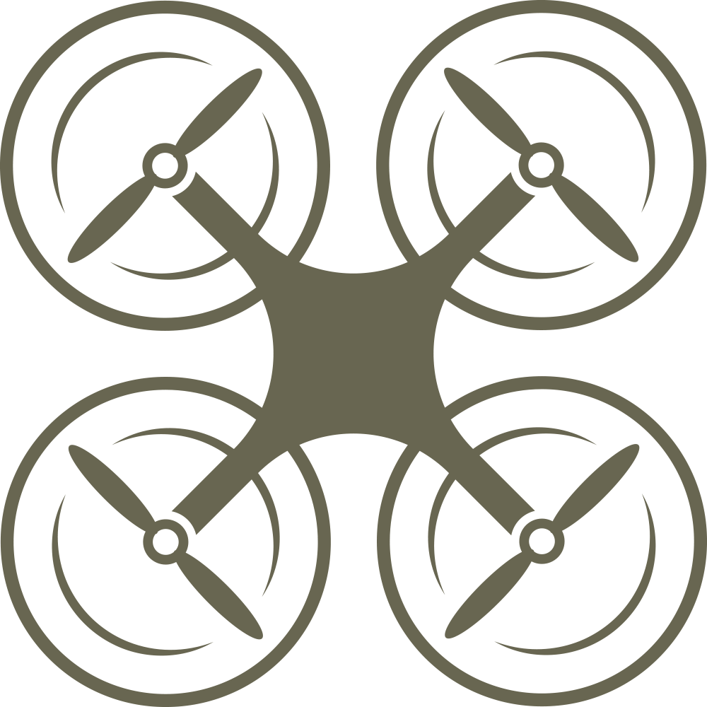 Modern drone silhouette with four rotors and clean lines—great for aviation-themed leather gear or custom pieces for drone enthusiasts.