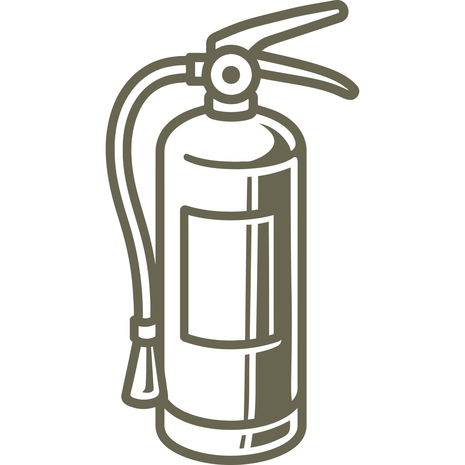 Delrin leather stamp design of a classic fire extinguisher with hose and handle—great for firefighter or safety-themed leather projects.