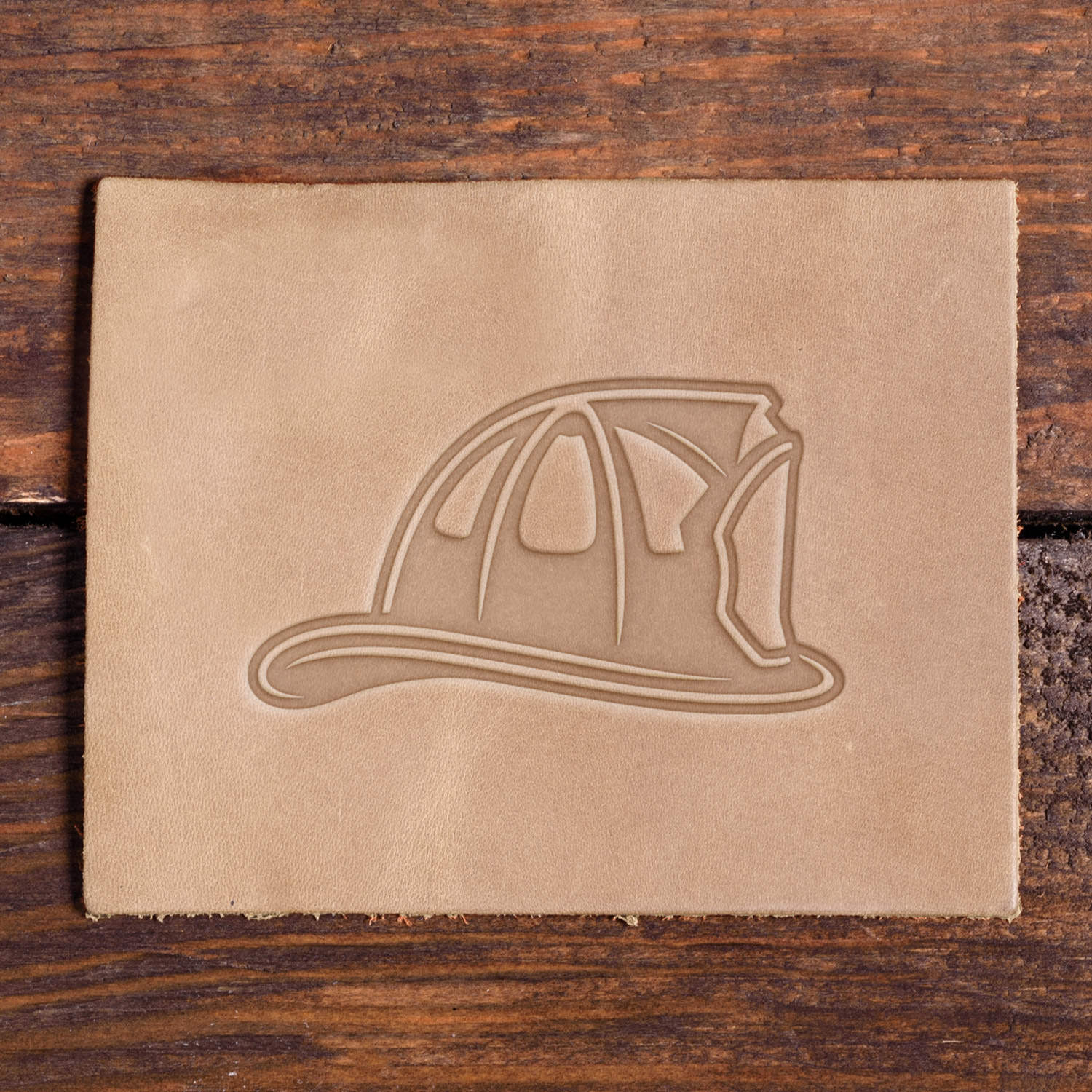 Firefighter Helmet Delrin Leather Stamp