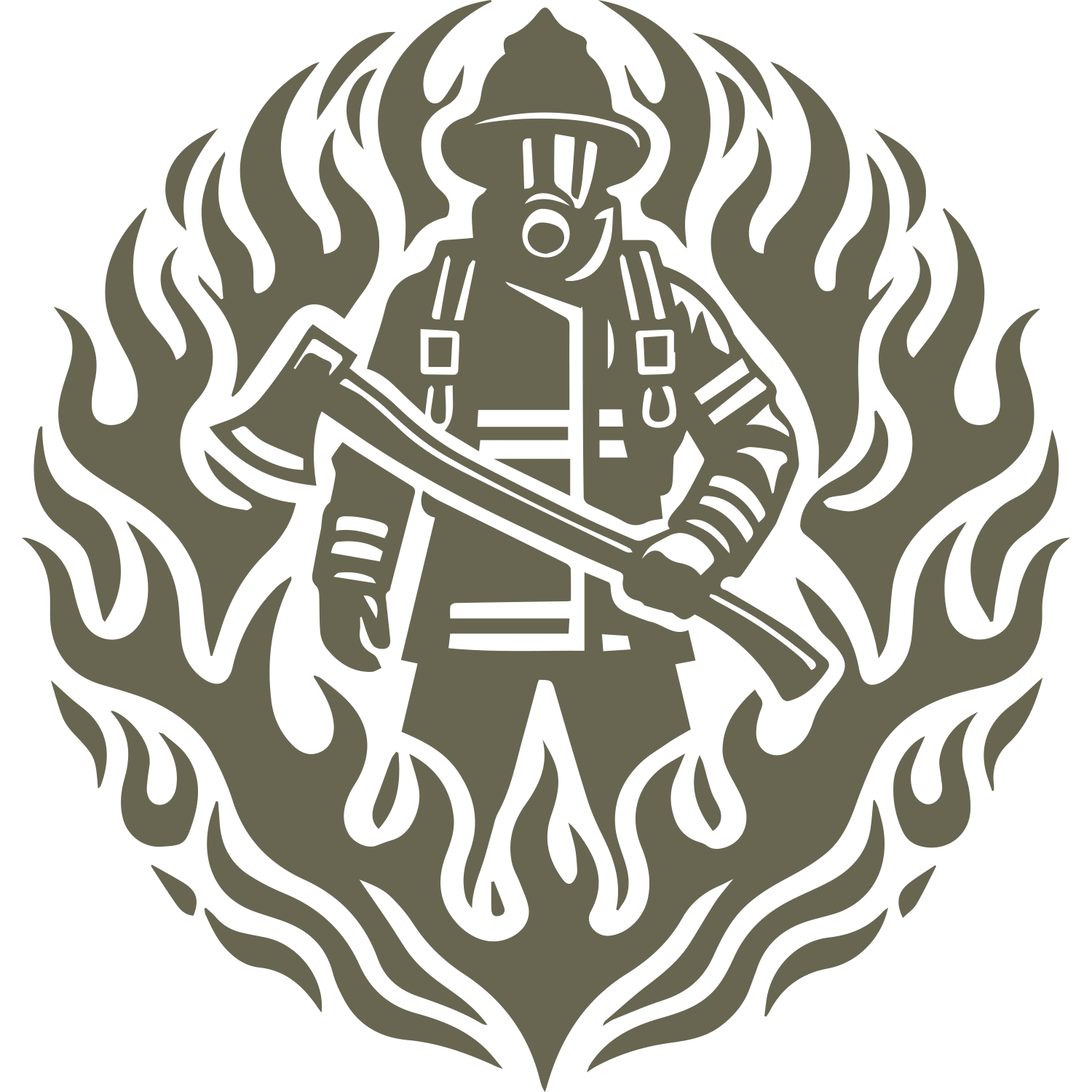 Firefighter with Flames Delrin Leather Stamp