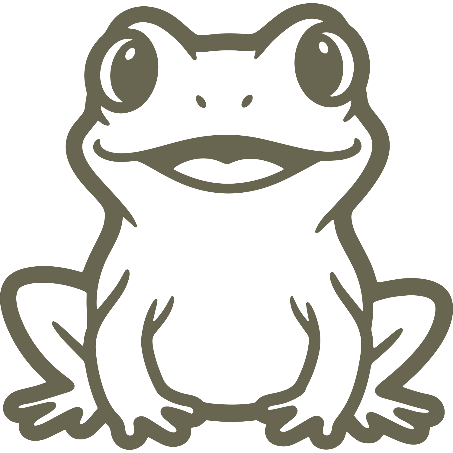 Delrin leather stamp design of a cute, wide-eyed frog with simple, bold lines—perfect for nature or animal-themed leather projects.