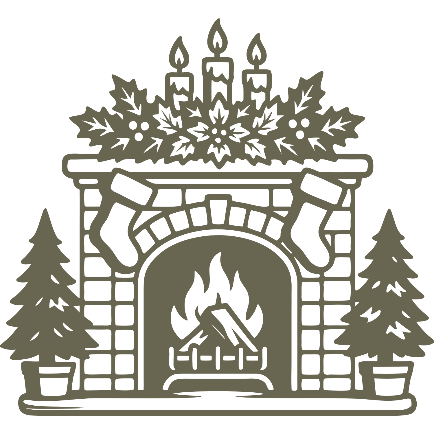 Christmas Fireplace Delrin Leather Stamp