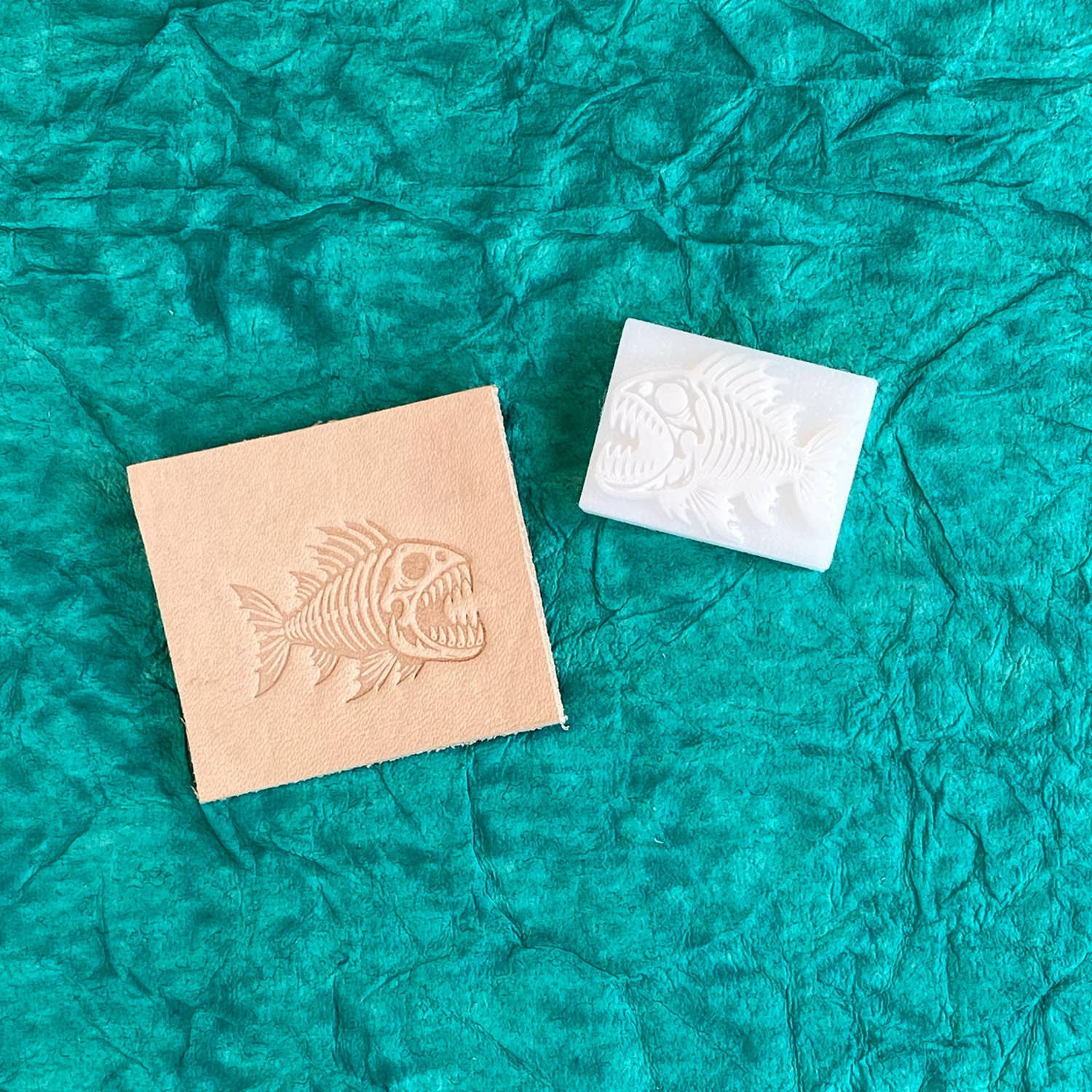 Piranha Fish Skeleton Delrin Leather Stamp