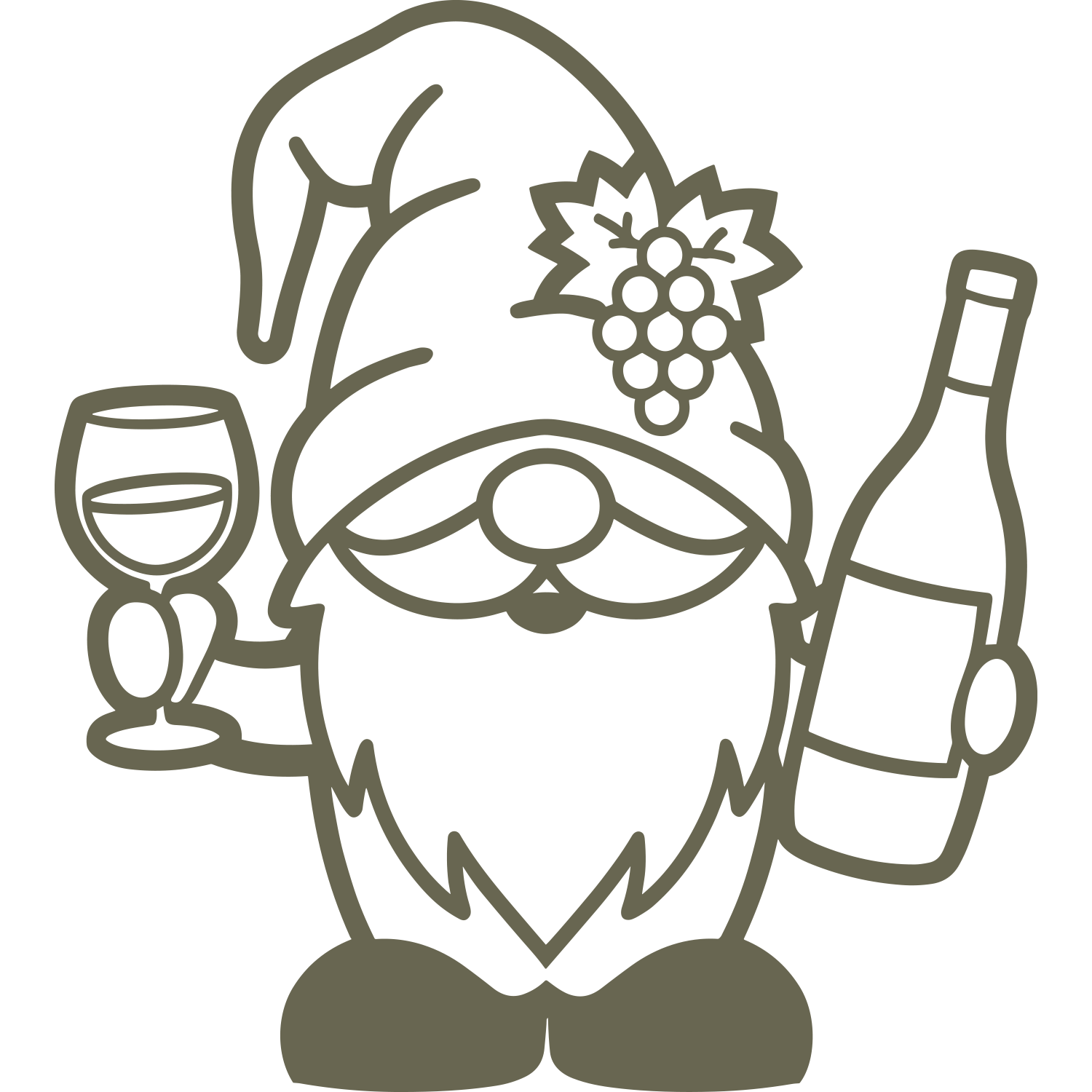 Gnome with Wine Delrin Leather Stamp