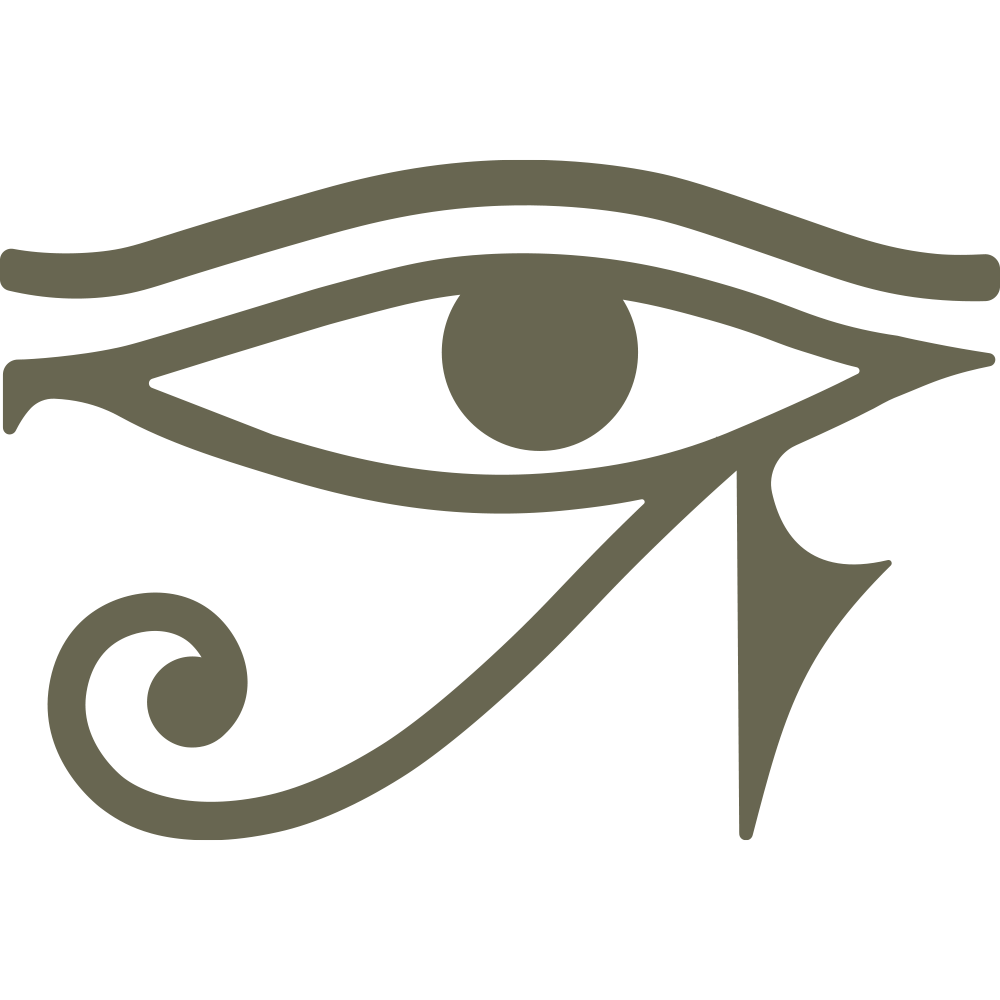 Ancient Eye of Horus design cut from a Delrin leather stamp—featuring bold lines, curved accents, and iconic Egyptian symbolism for detailed leather tooling.