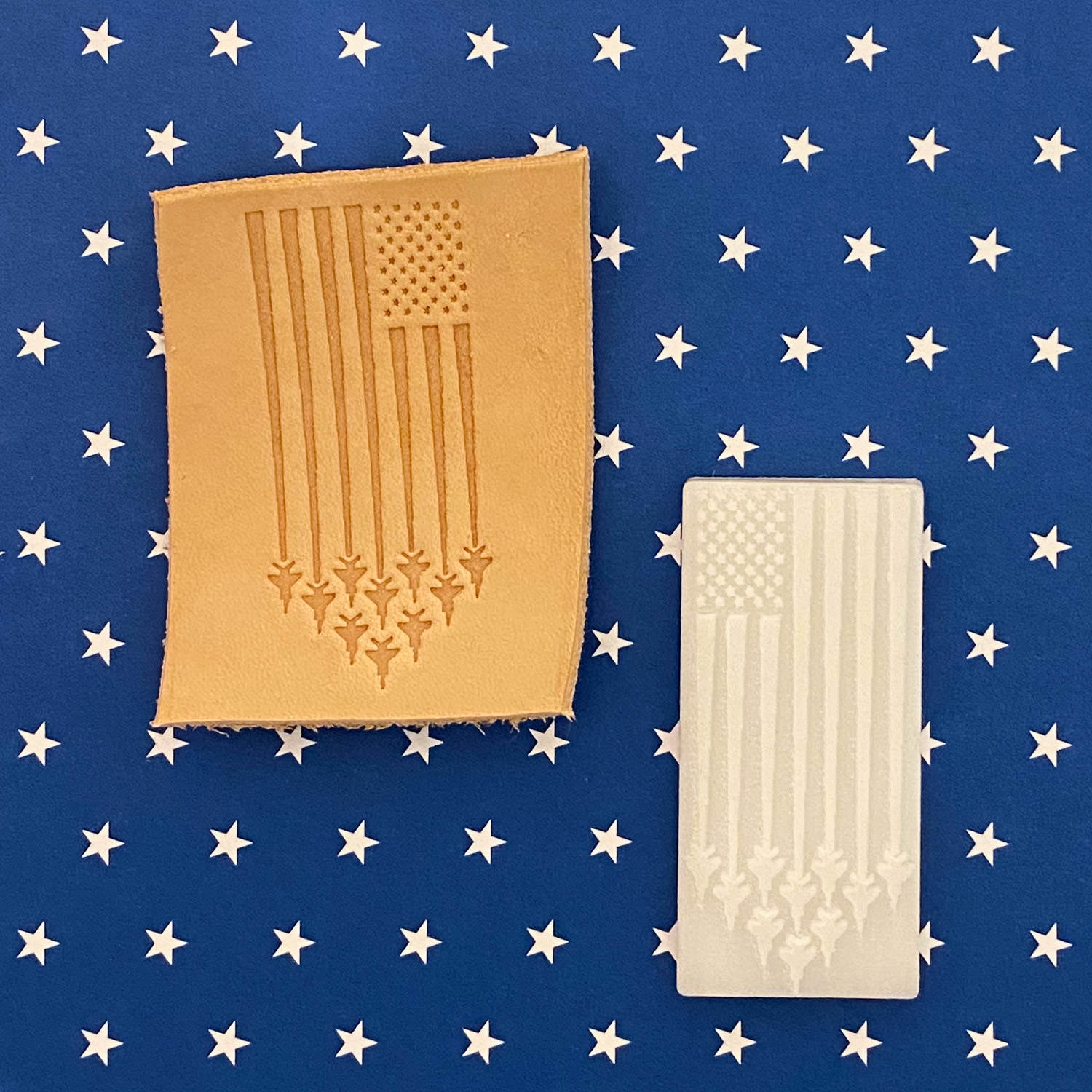 Patriotic Fighter Jets Delrin Leather Stamp