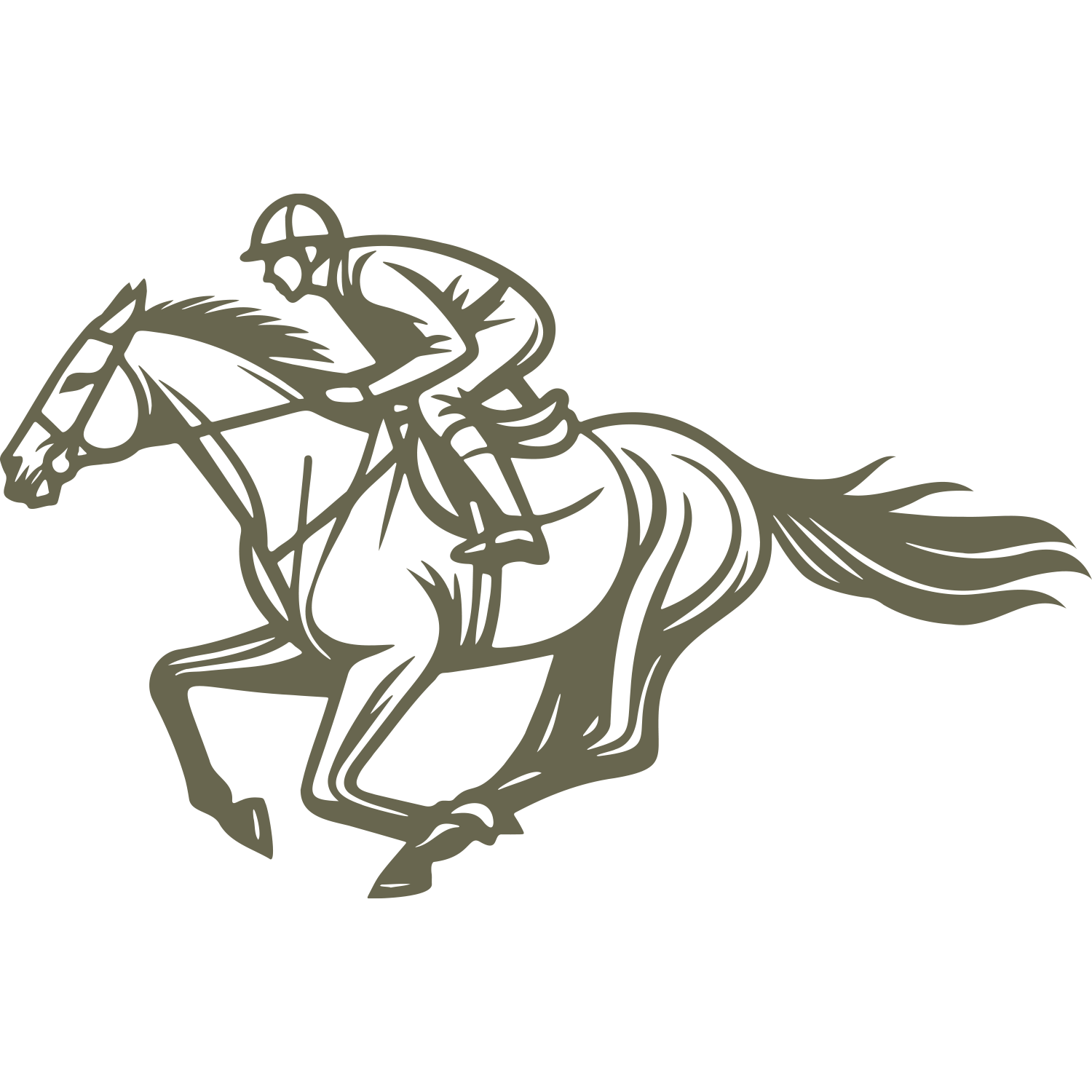 Horse and jockey racing illustration designed for Delrin leather stamping.