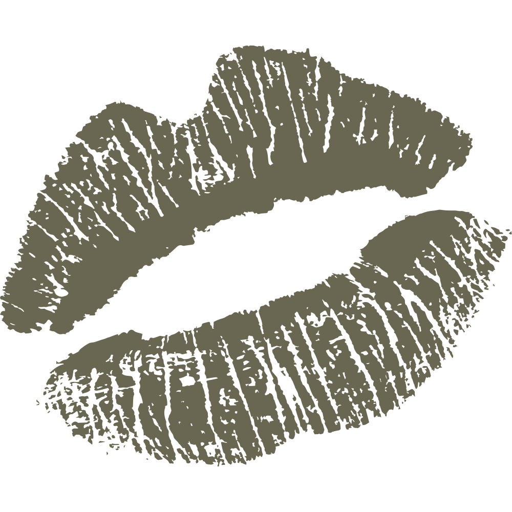 Delrin leather stamp design of textured lipstick kiss marks with detailed lip lines.