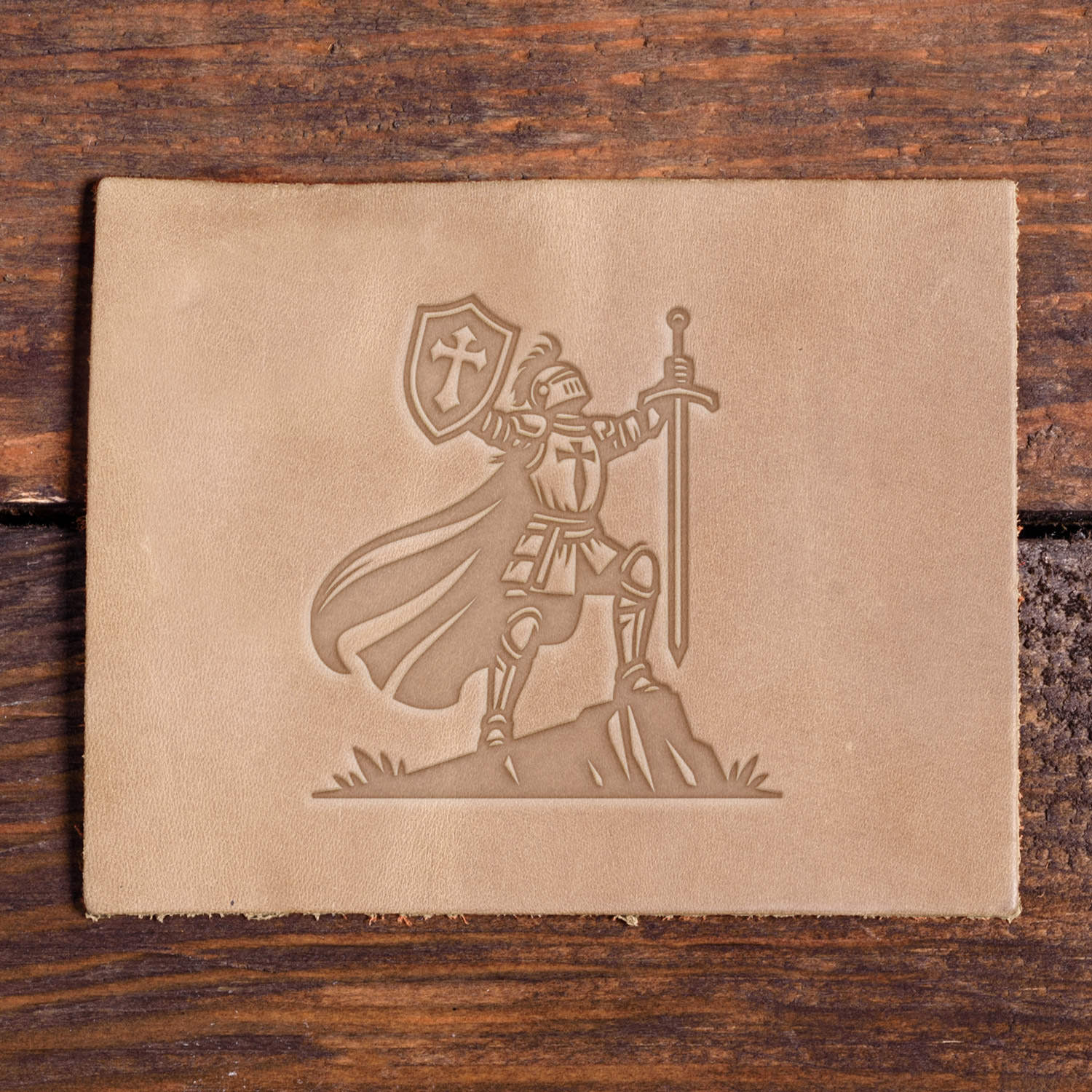 Triumphant Knight with Shield Delrin Leather Stamp