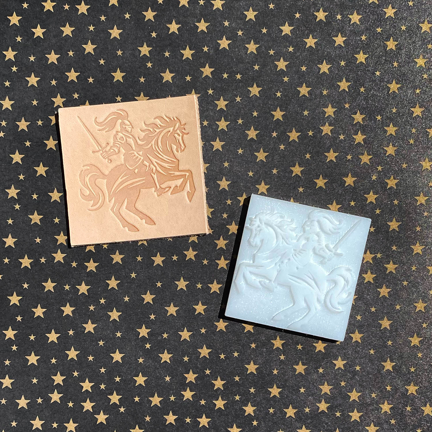 Knight Riding Horse Delrin Leather Stamp