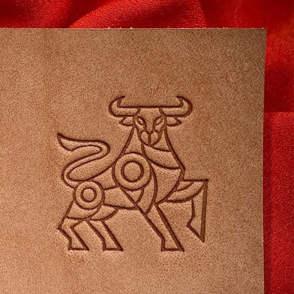 Bull Line Art Delrin Leather Stamp