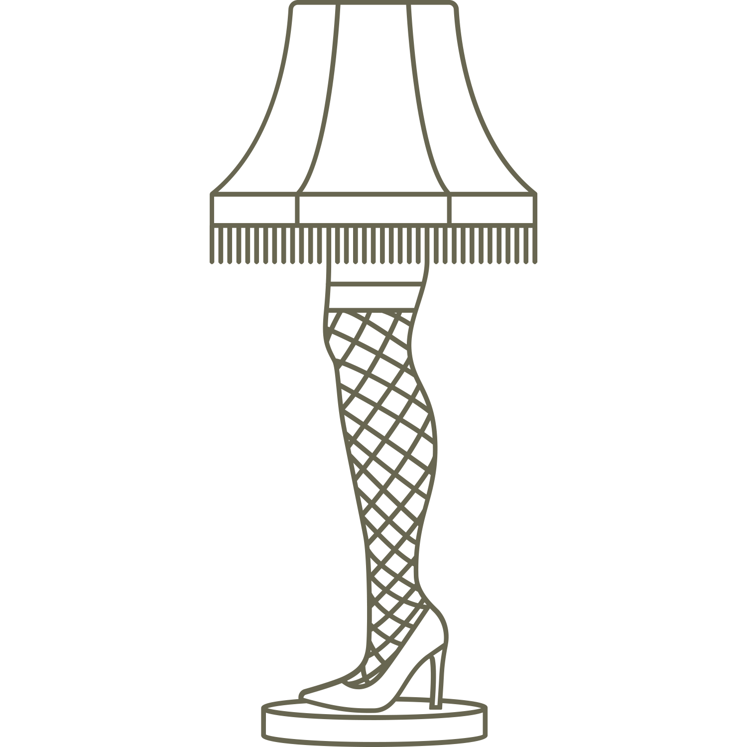 Delrin leather stamp design of the iconic leg lamp with fringe shade and fishnet stocking—perfect for holiday or movie-themed leather projects.