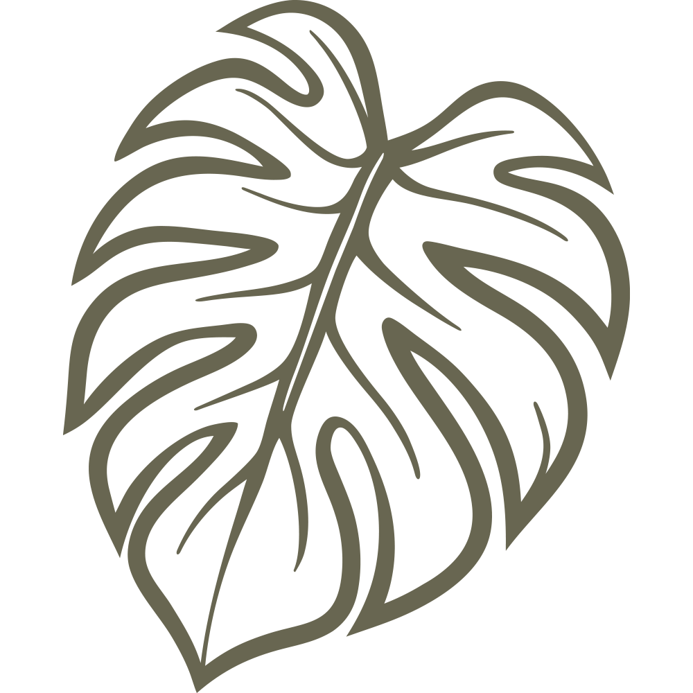Stylized monstera leaf design with bold cutouts and curving lines—perfect for tropical leather projects or plant lover gifts.