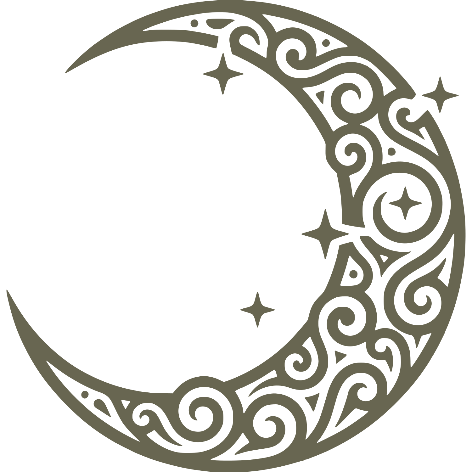 Ornate Moon and Stars Delrin Leather Stamp