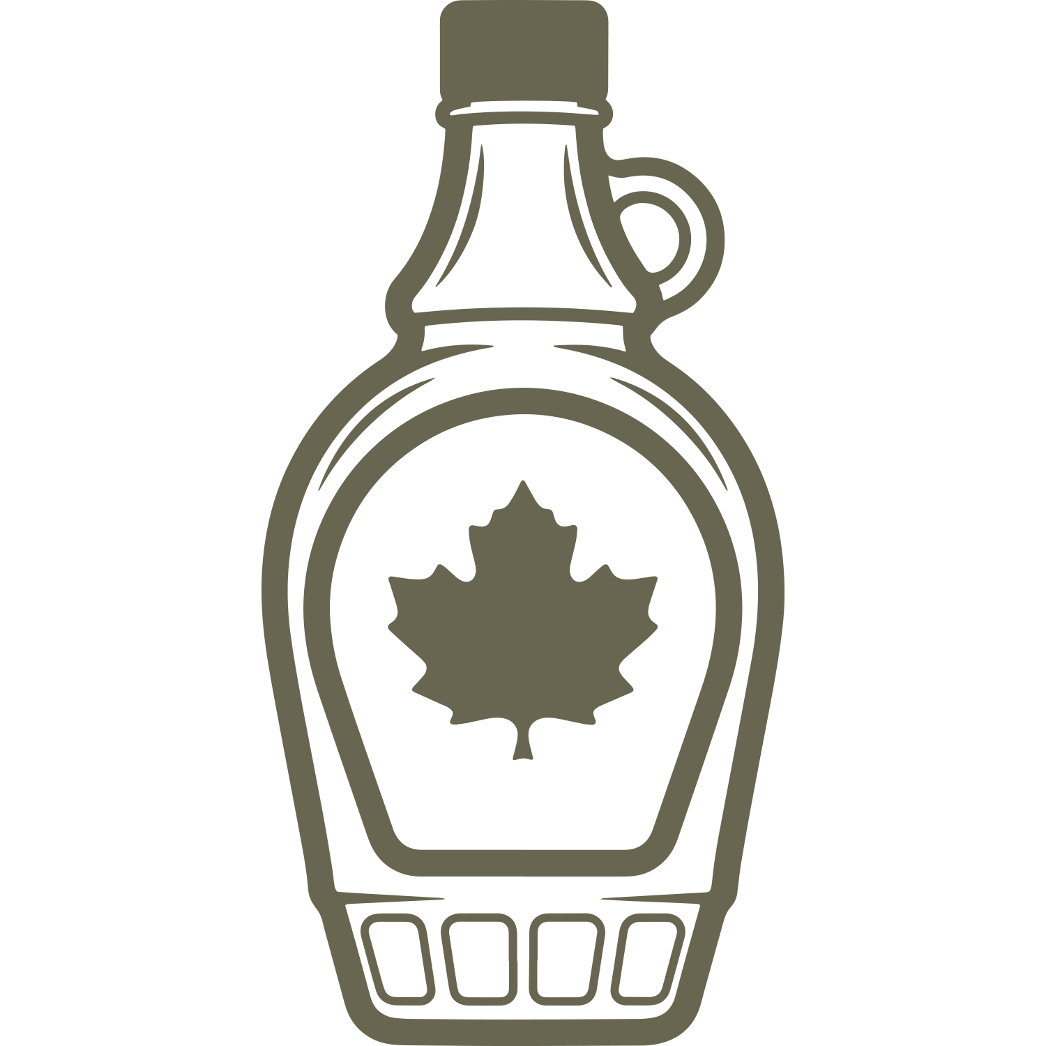 Delrin leather stamp design of a maple syrup bottle featuring a bold maple leaf—perfect for food, Canada, or cabin-themed leather projects.