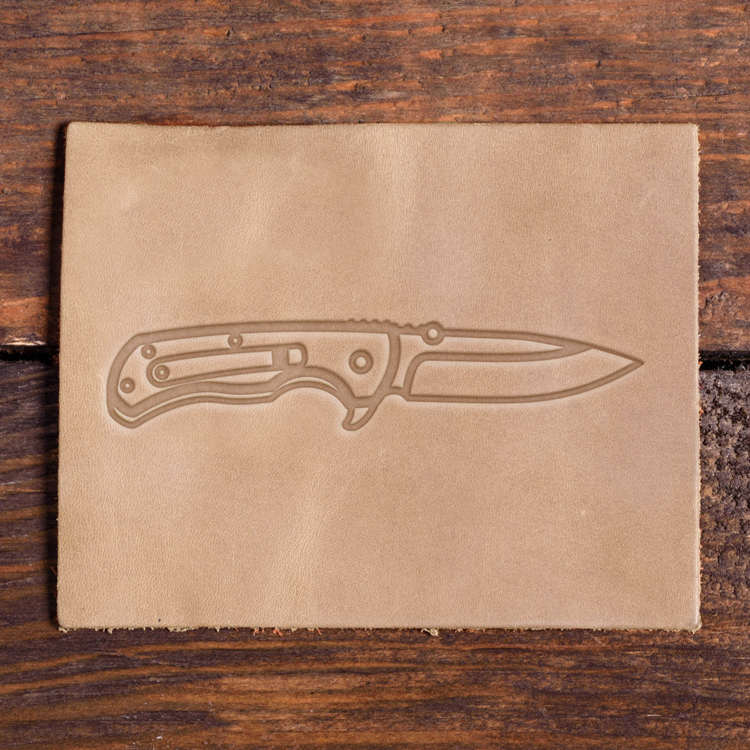 Folding Pocket Knife Delrin Leather Stamp