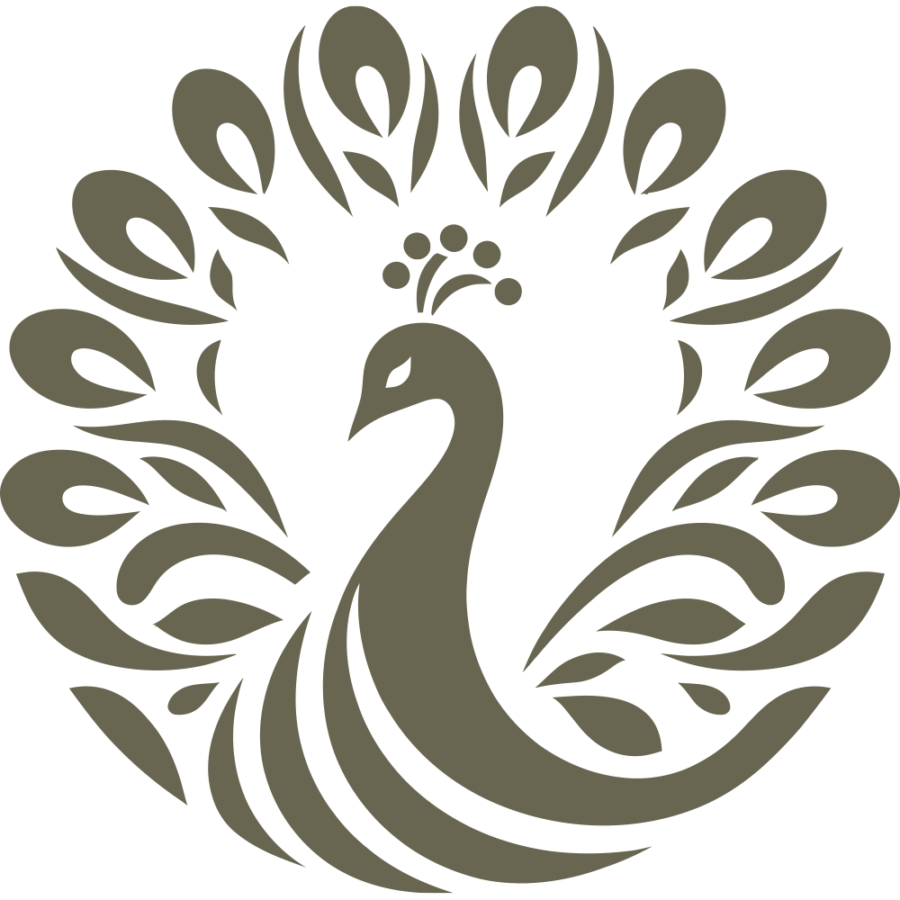 Elegant peacock design with a full fan of stylized feathers and a graceful neck curve—perfect for decorative leather projects or nature-inspired accessories.