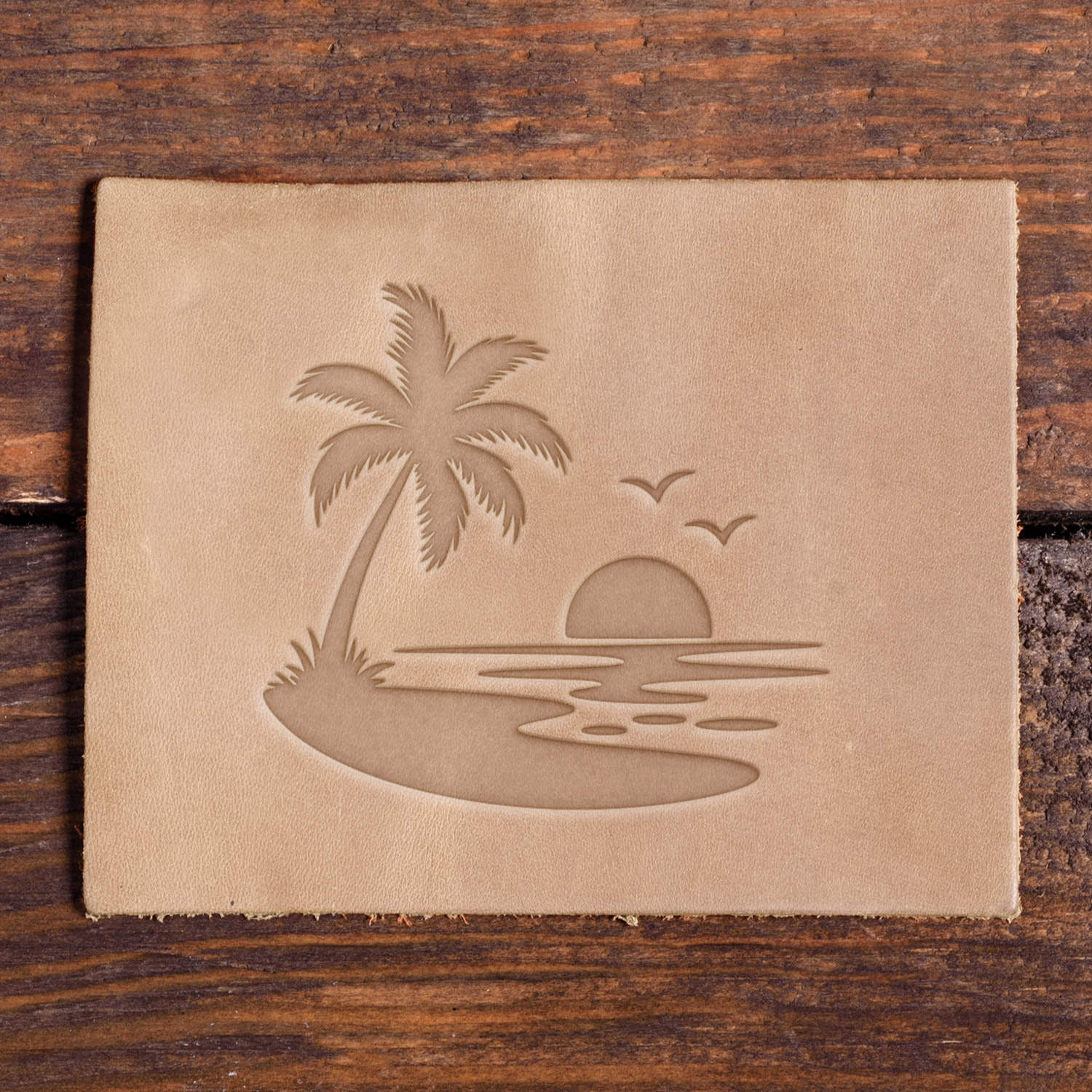 Island Palm Tree Sunset Delrin Leather Stamp