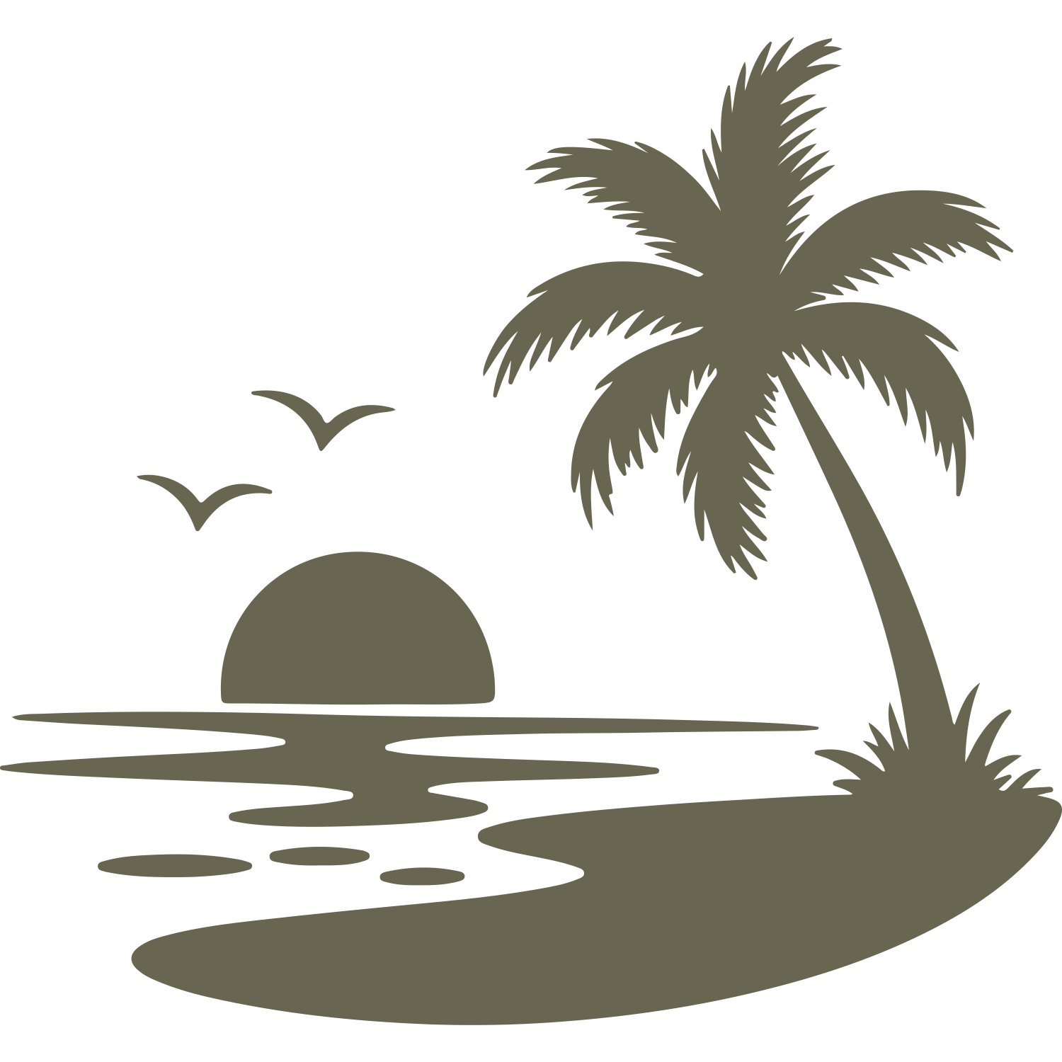 Island Palm Tree Sunset Delrin Leather Stamp