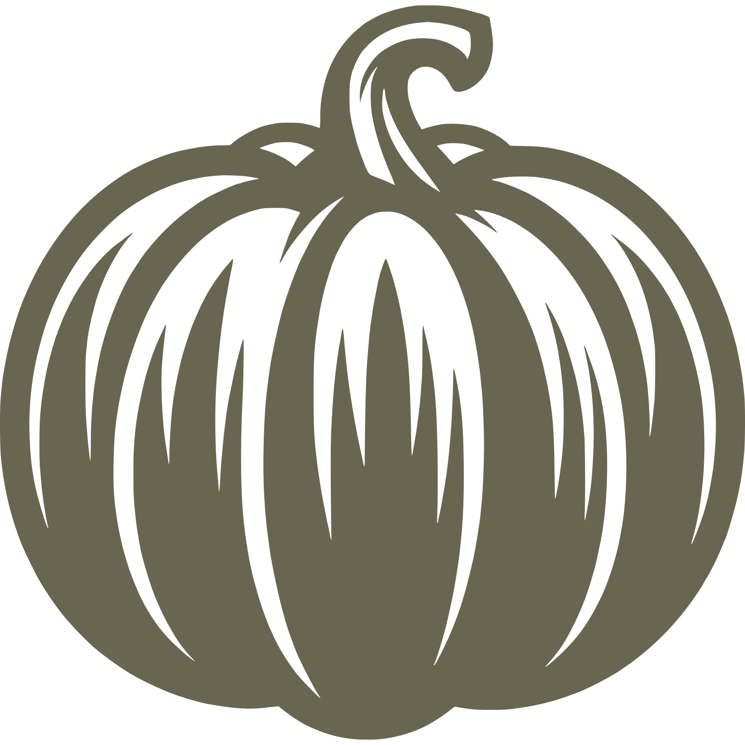 Delrin leather stamp design of a classic pumpkin with curved ridges and a twisting stem, ideal for fall and harvest-themed projects.