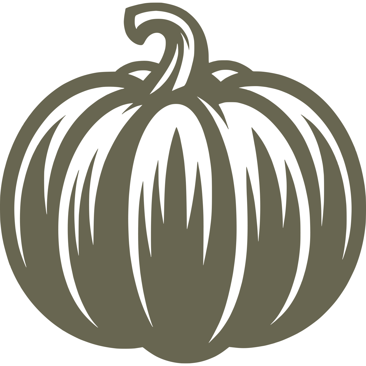 Delrin leather stamp design of a classic pumpkin with curved ridges and a twisting stem, ideal for fall and harvest-themed projects.