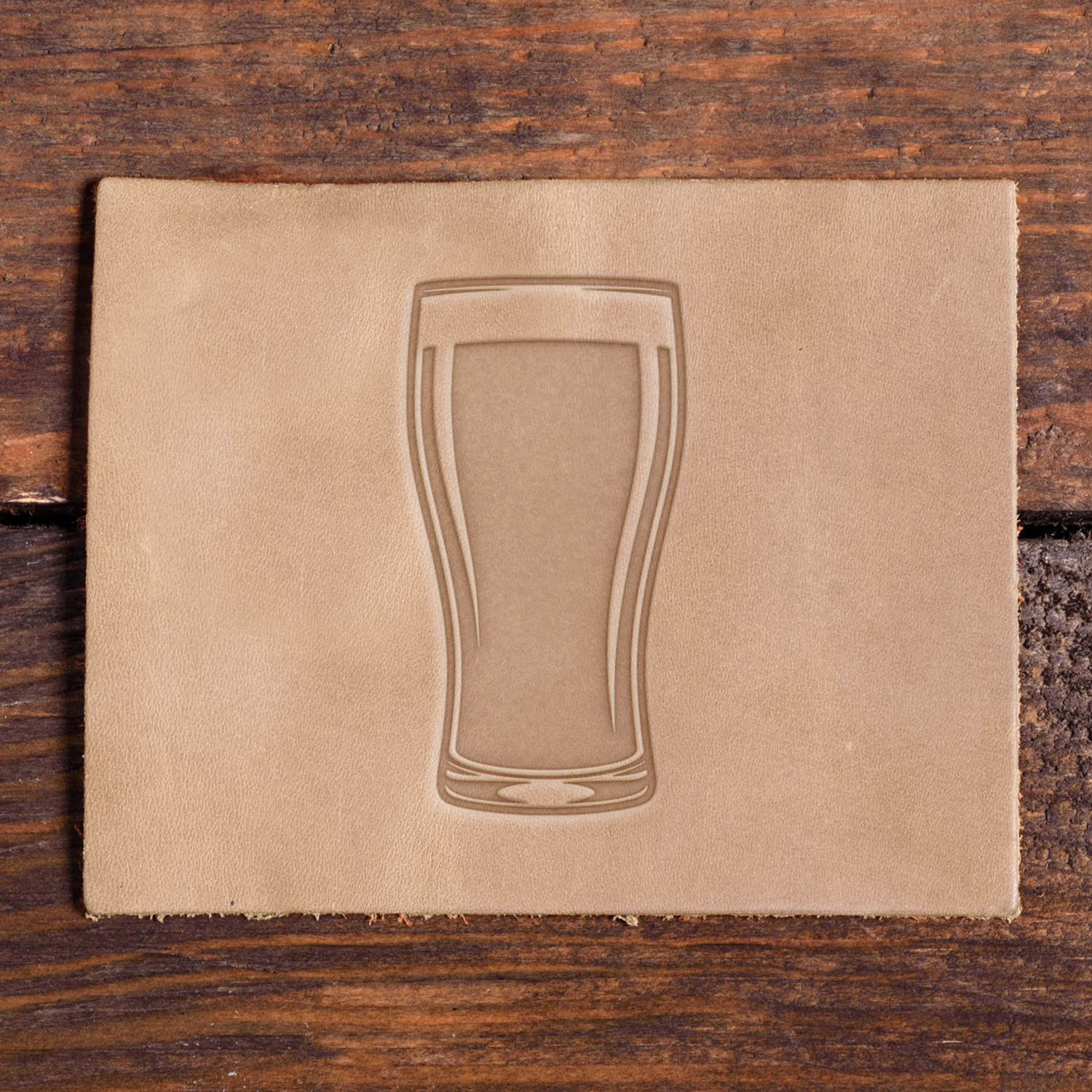 Ale Pint Glass Delrin Leather Stamp