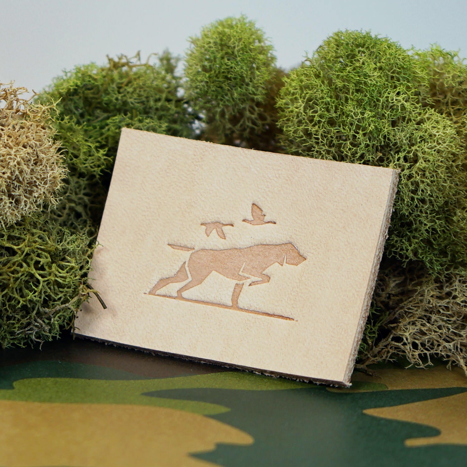 Pointer Dog Duck Hunt Delrin Leather Stamp