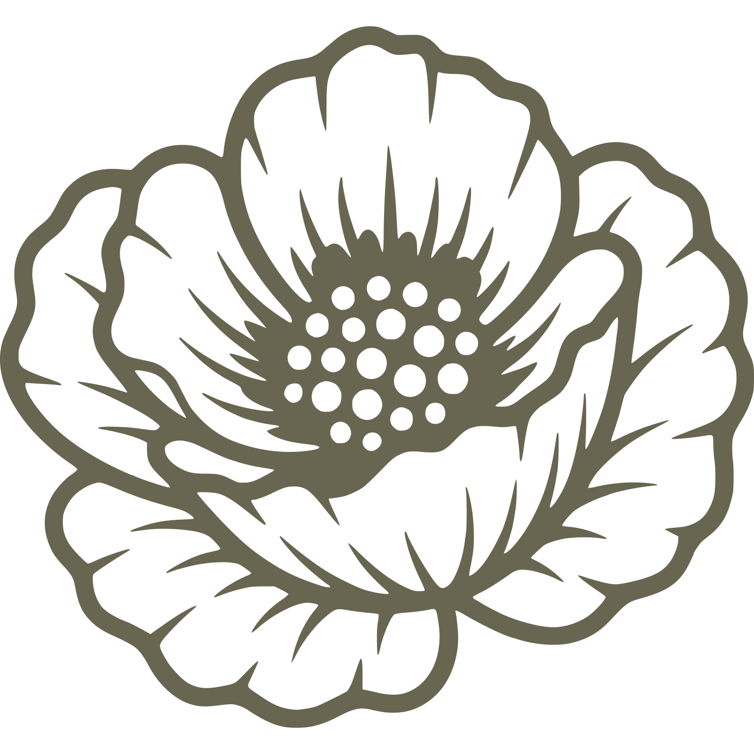 Poppy Flower Delrin Leather Stamp