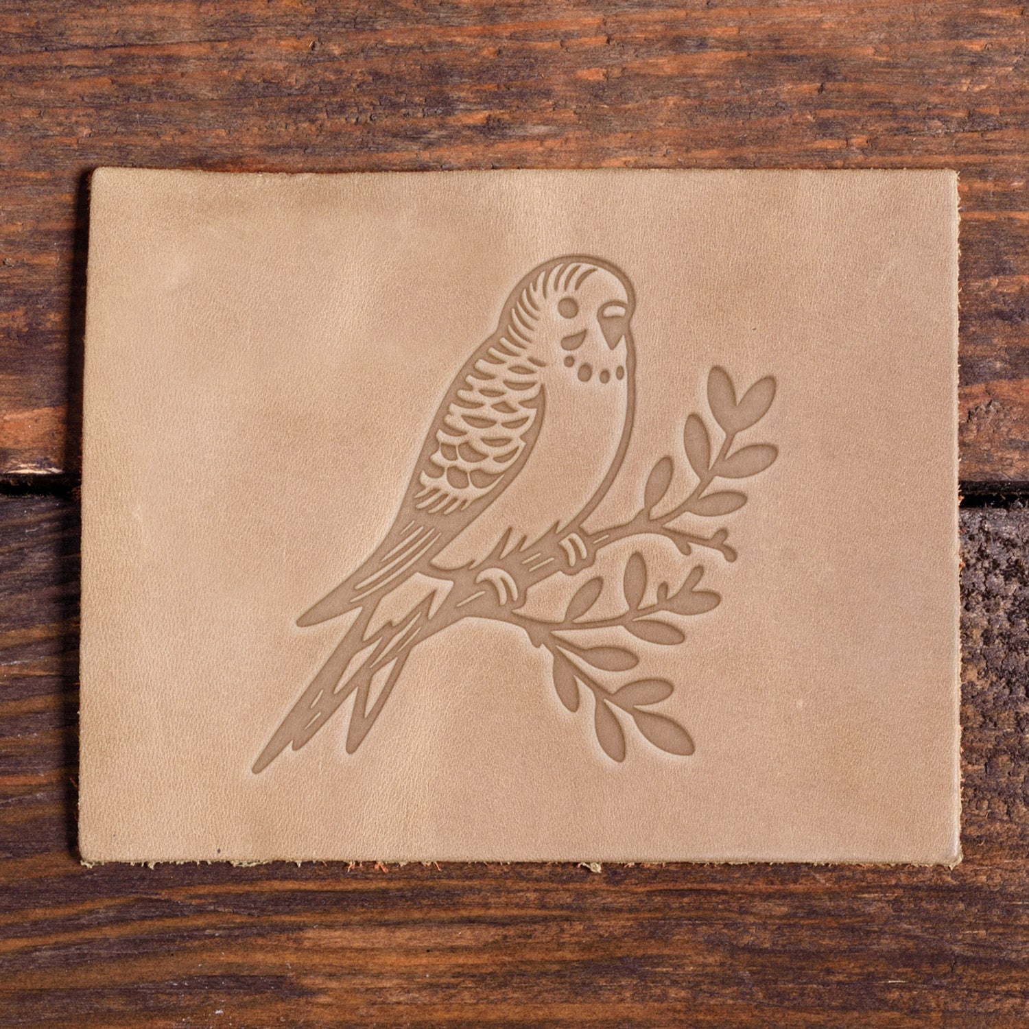 Parakeet on Branch Delrin Leather Stamp