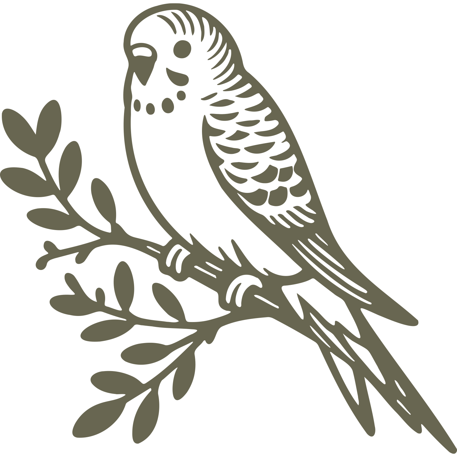 Parakeet on Branch Delrin Leather Stamp