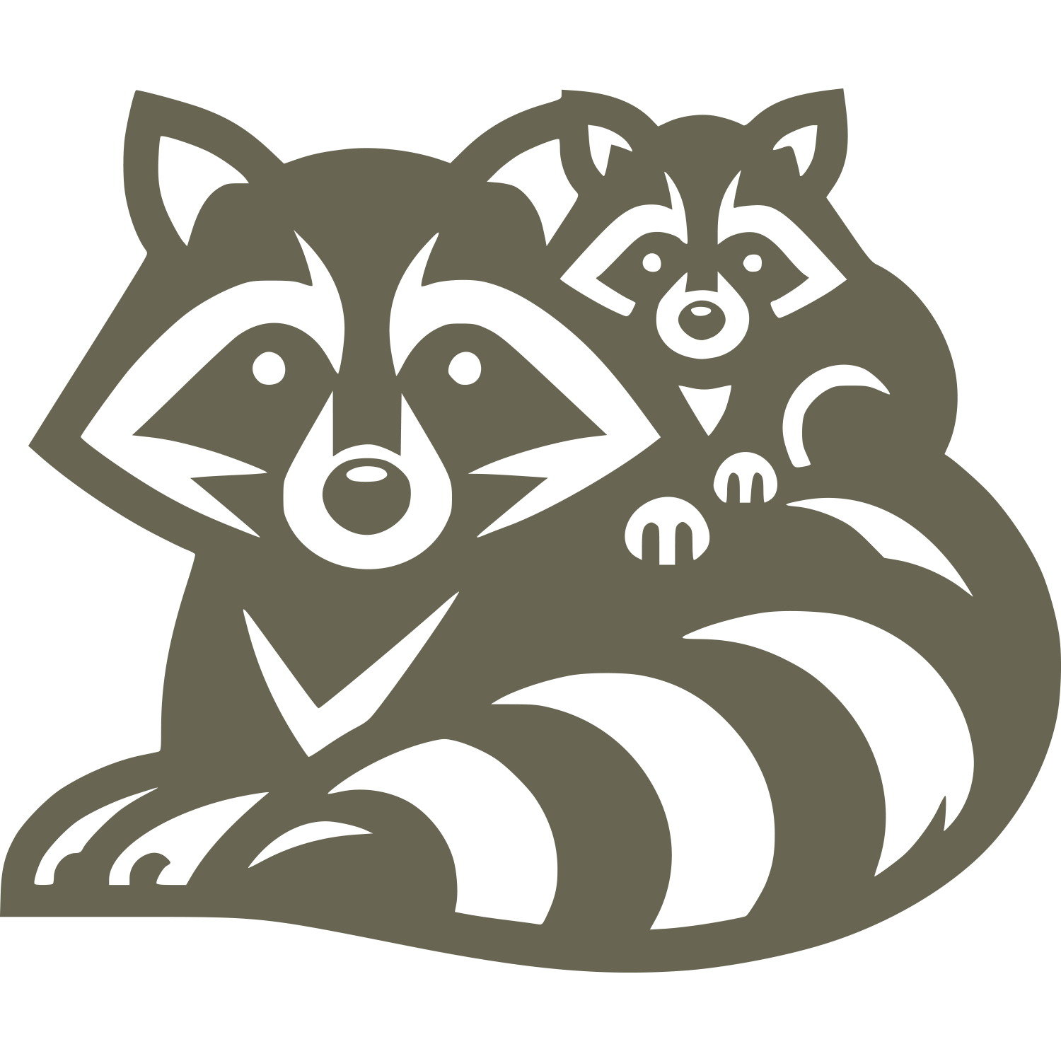 Raccoon Mother and Baby Delrin Leather Stamp