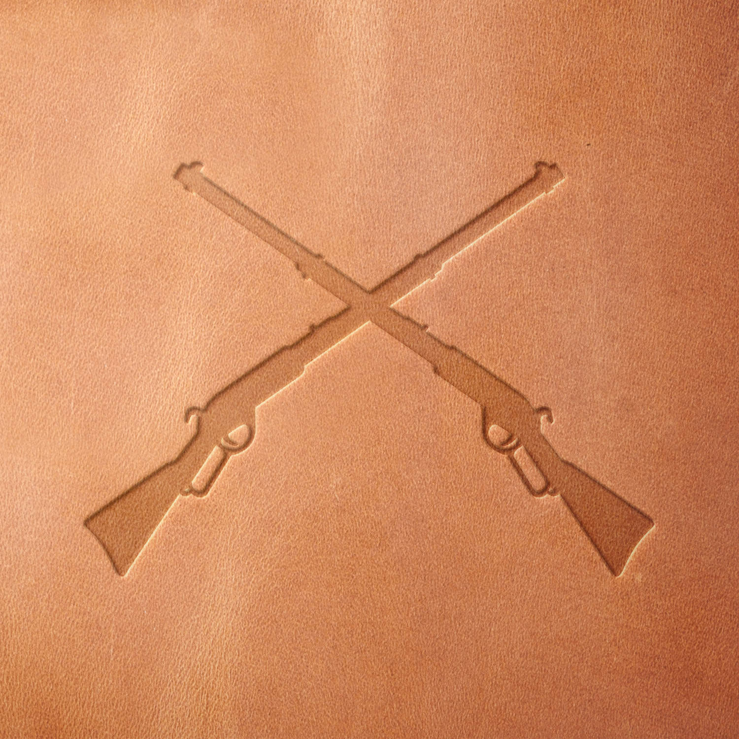 Rifles Crossed Leather Stamp