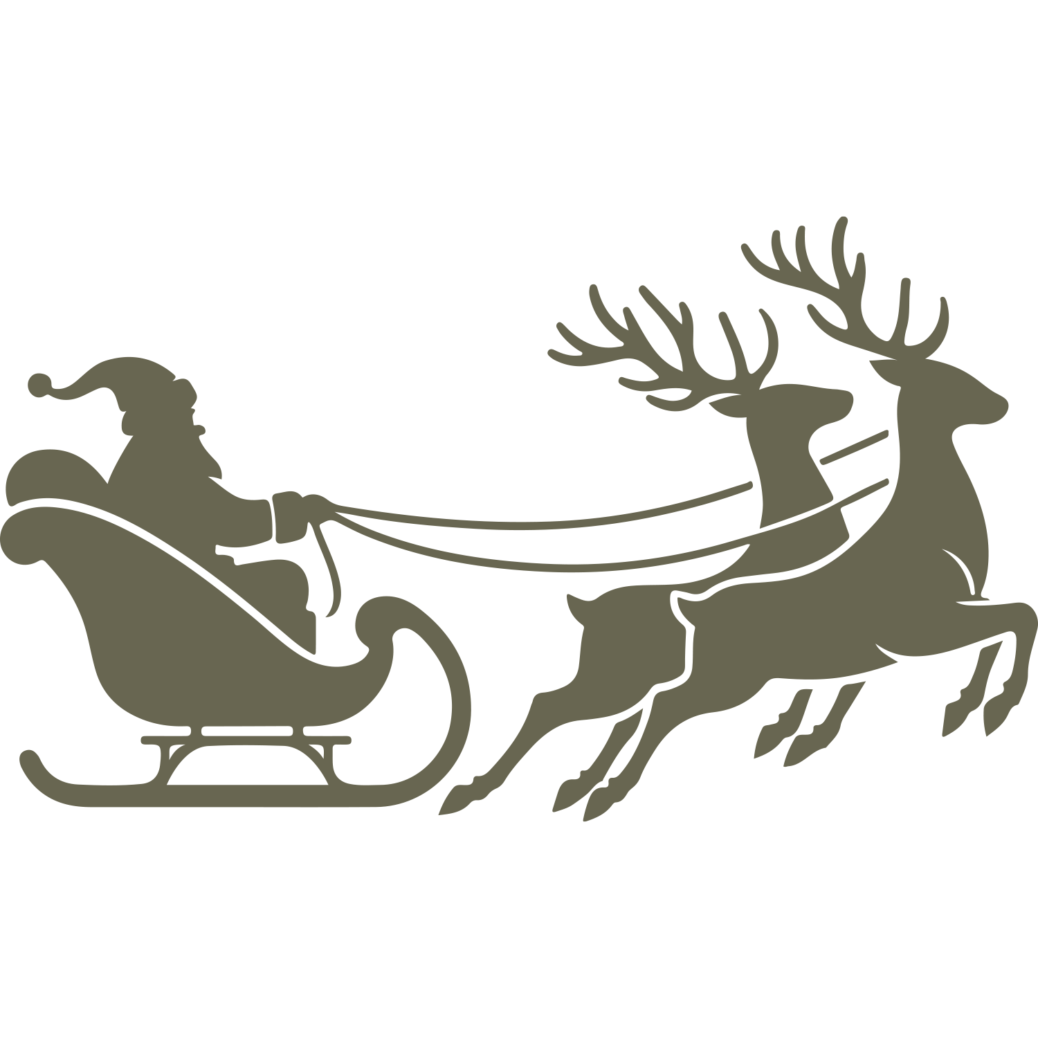 Santa Claus in Sleigh with Reindeer Delrin Leather Stamp