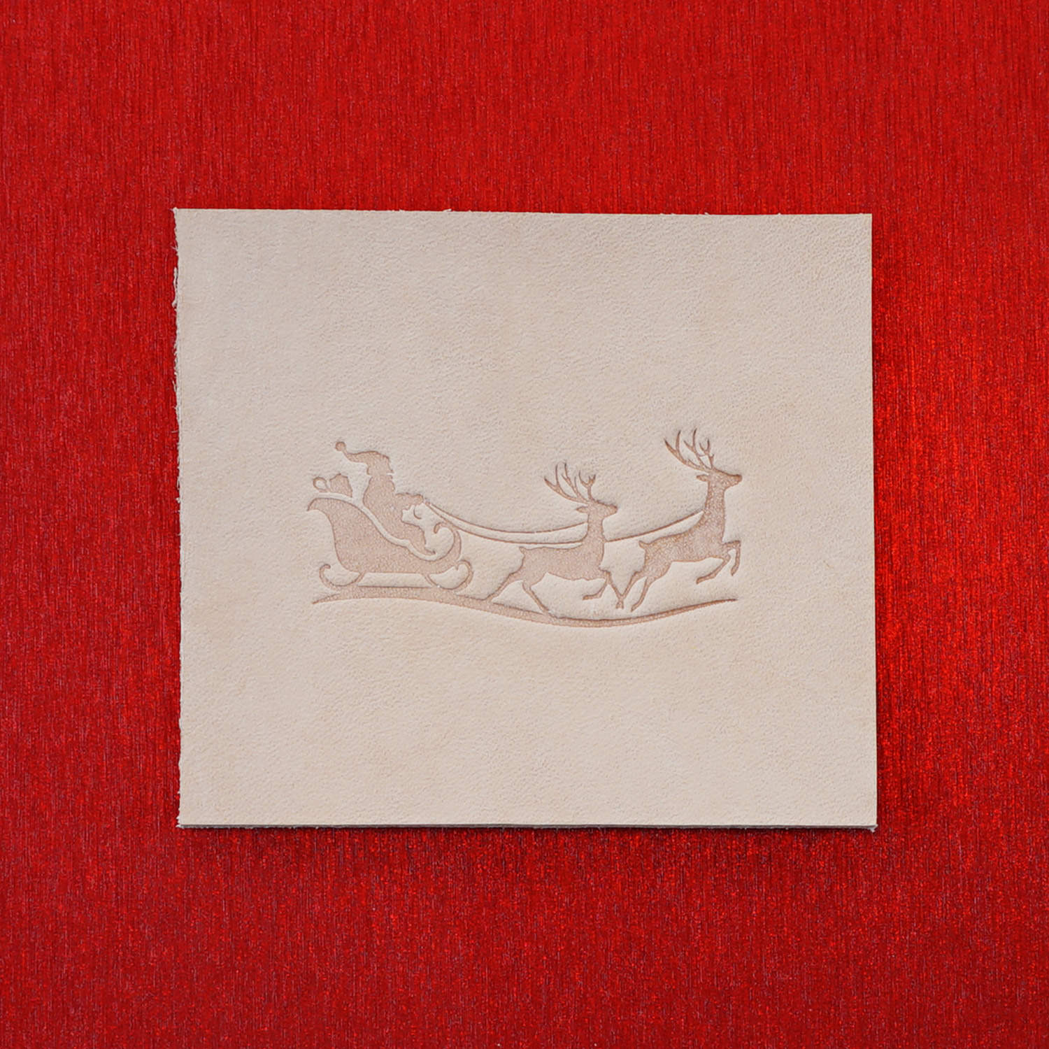 Santa Claus in Sleigh with Reindeer Delrin Leather Stamp