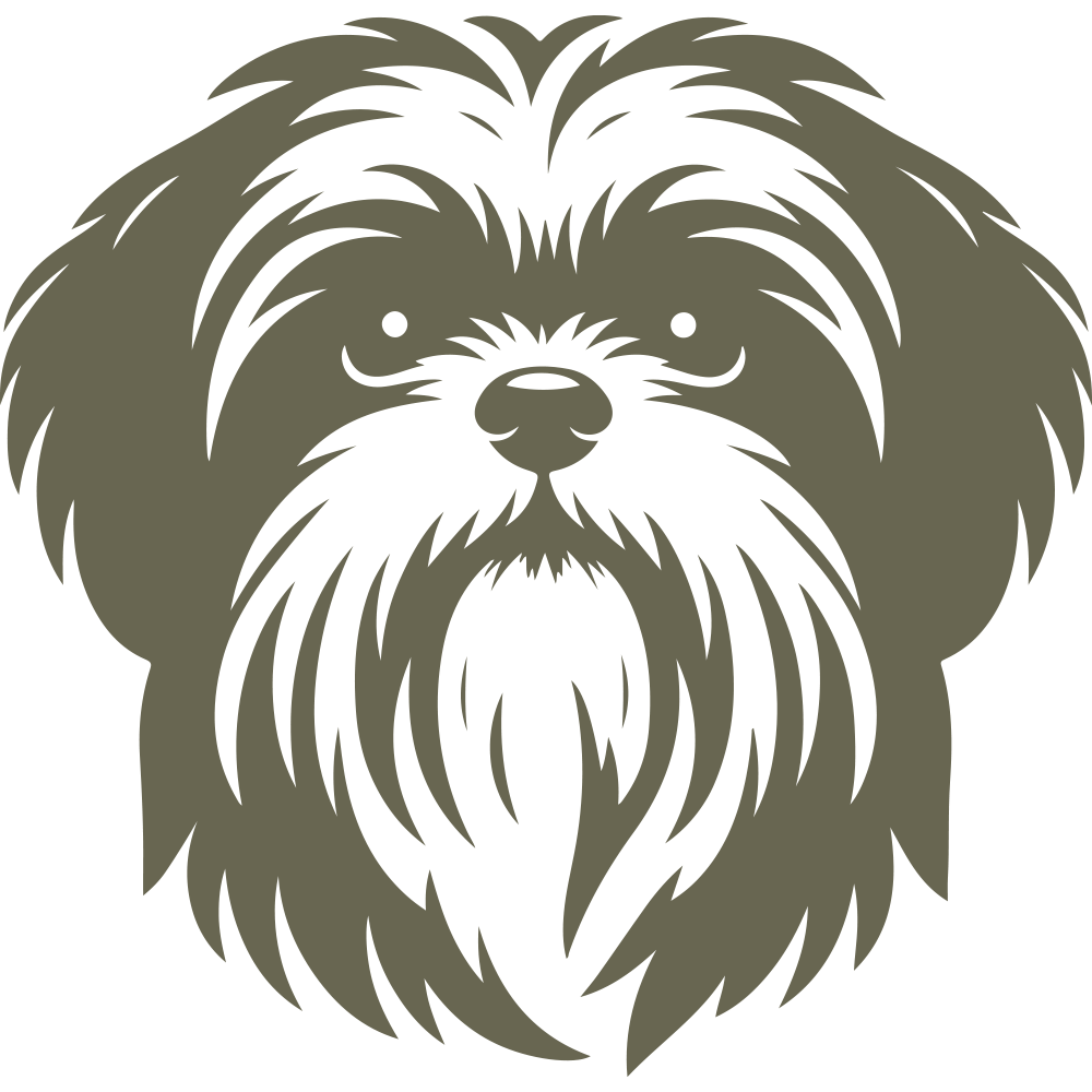 Shaggy Shih Tzu face with expressive eyes and detailed fur—great for pet tags, custom leather gifts, or dog-themed leather accessories.