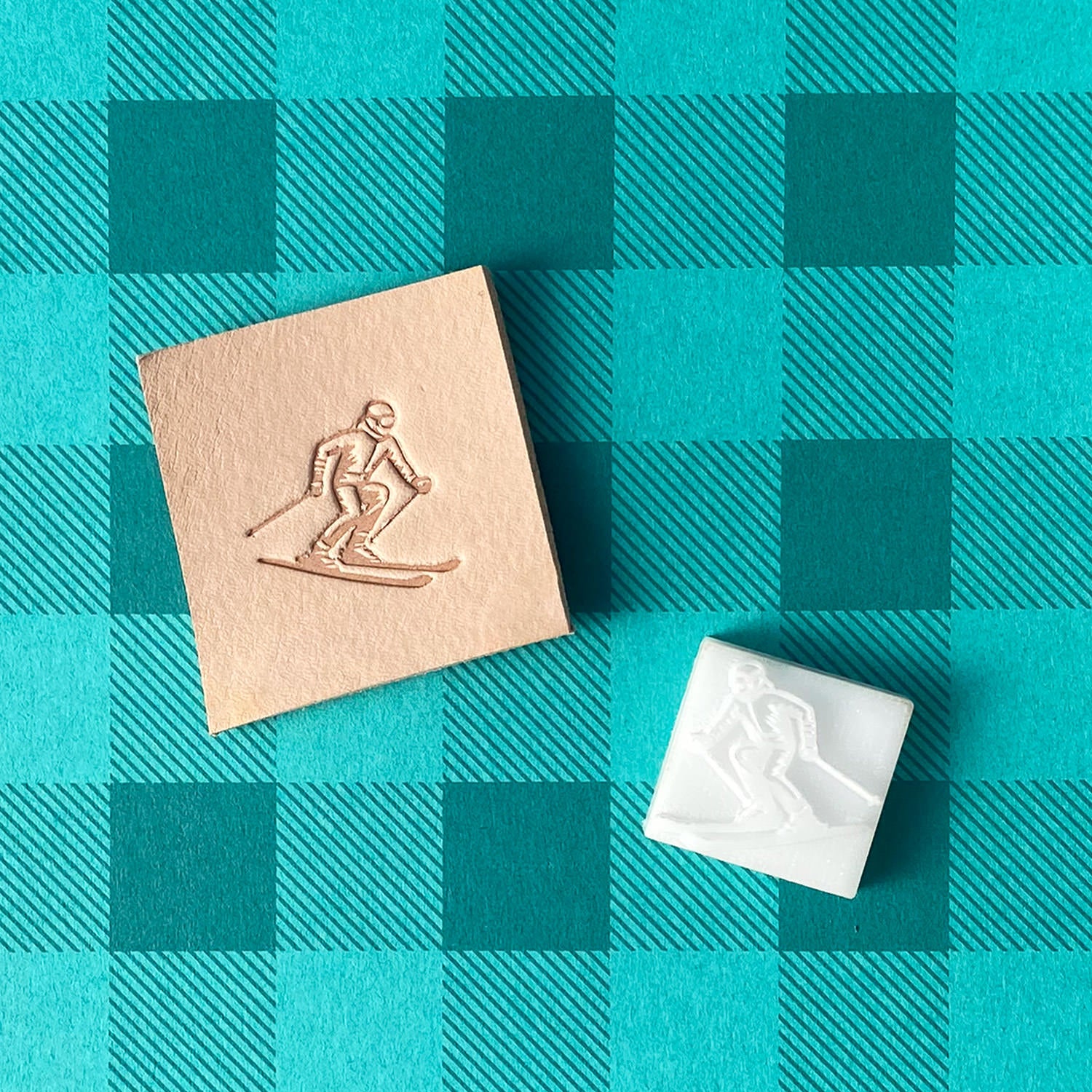 Skier Delrin Leather Stamp